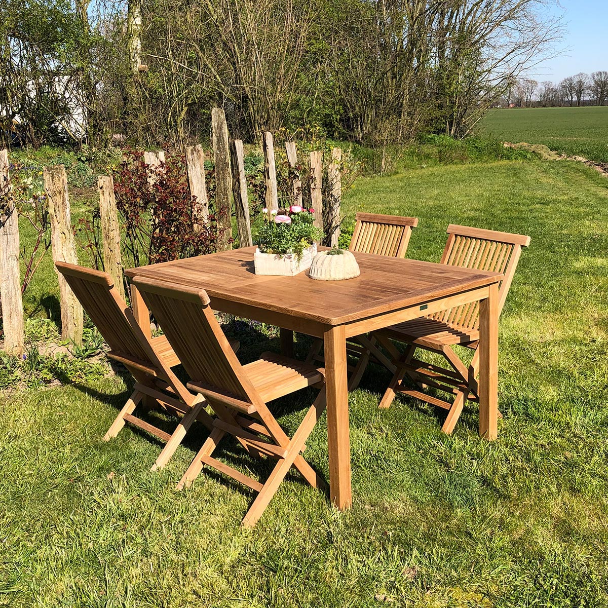 Teak Bistrotisch Classic - rechteckig, 120 x 80 cm