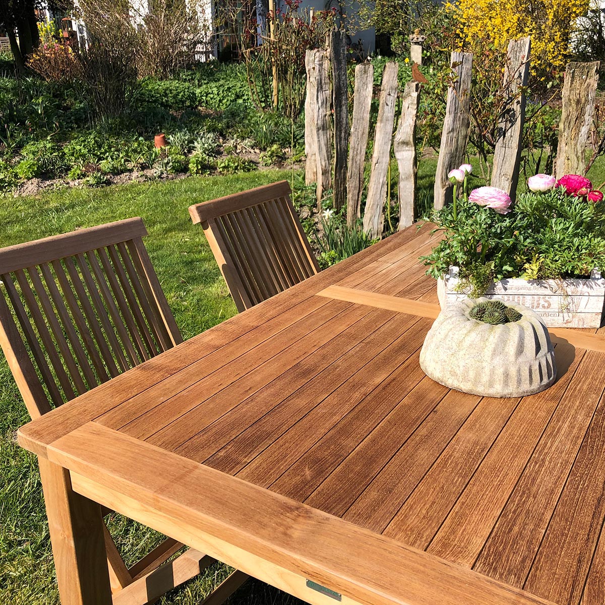 Teak Bistrotisch Classic - rechteckig, 120 x 70cm
