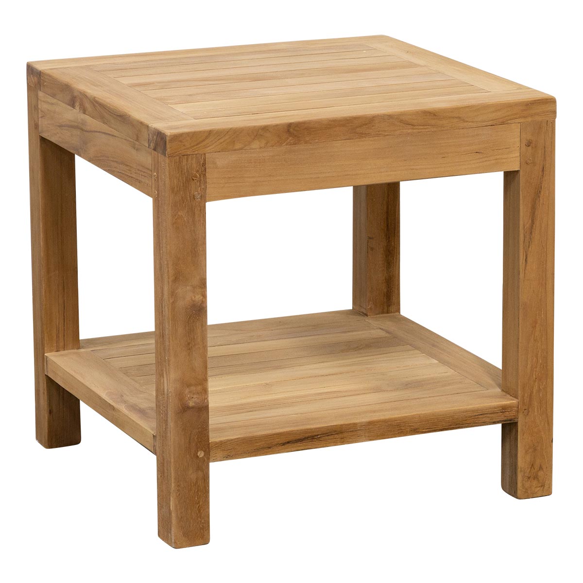 Teak Beistelltisch Bristol, 50 x 50 x 50 cm mit Ablage