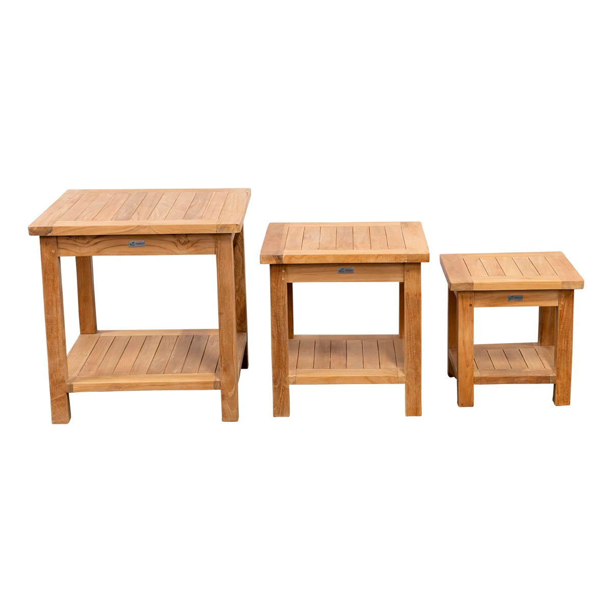 Teak Beistelltisch Kendari mit Ablage, 50 x 50 cm