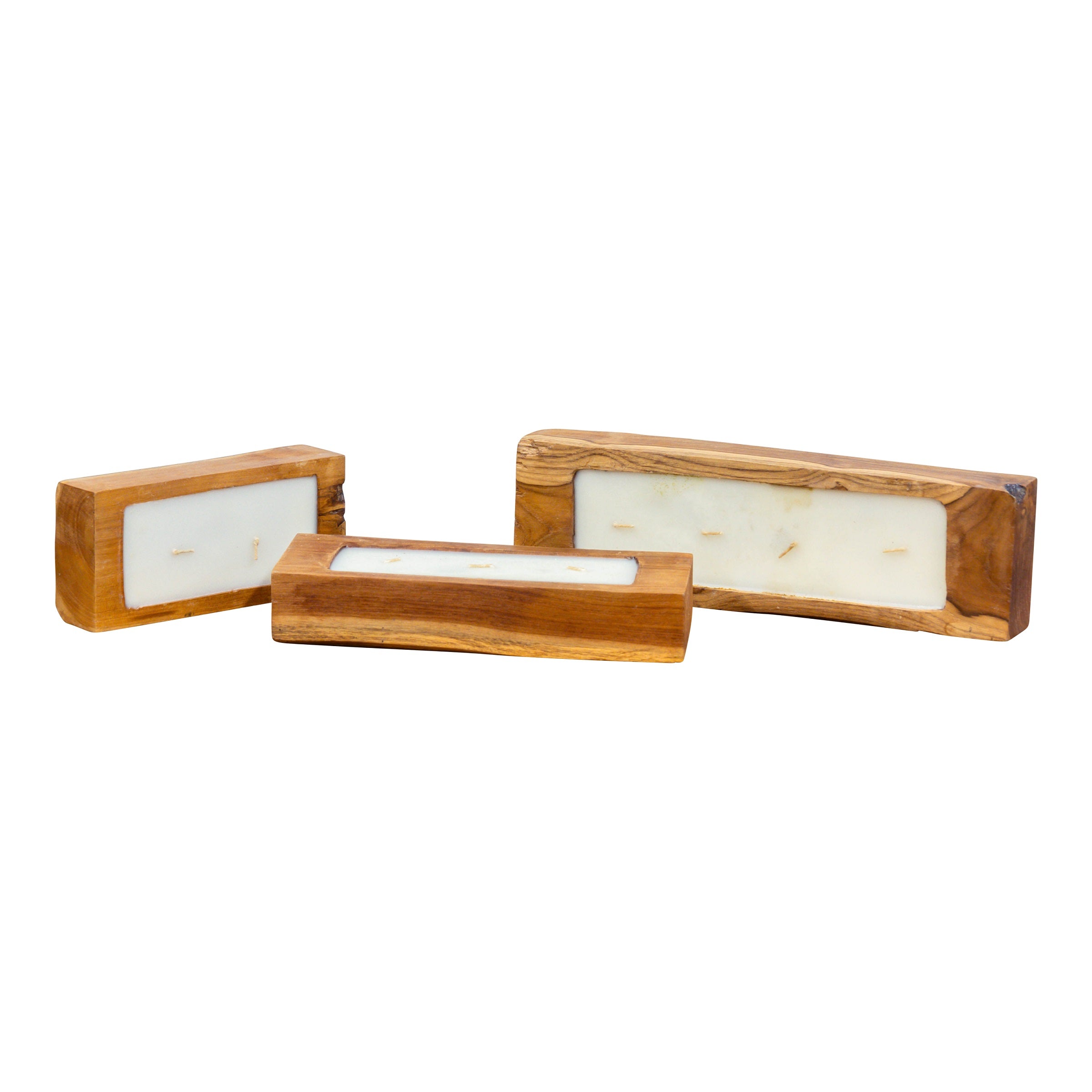 Kerze in Teakholz, rechteckig, S