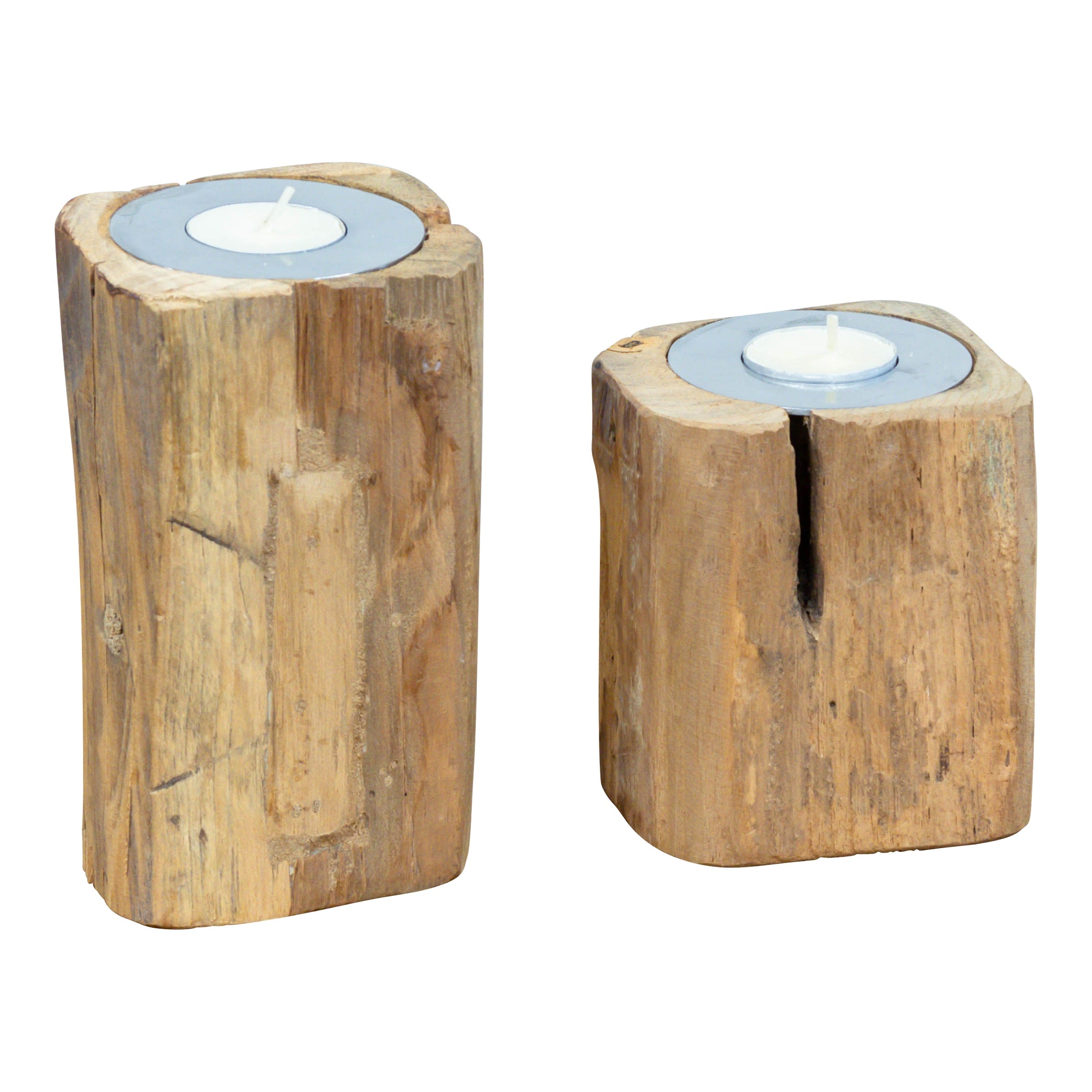 Teelichthalter aus Astholz, 2er Set