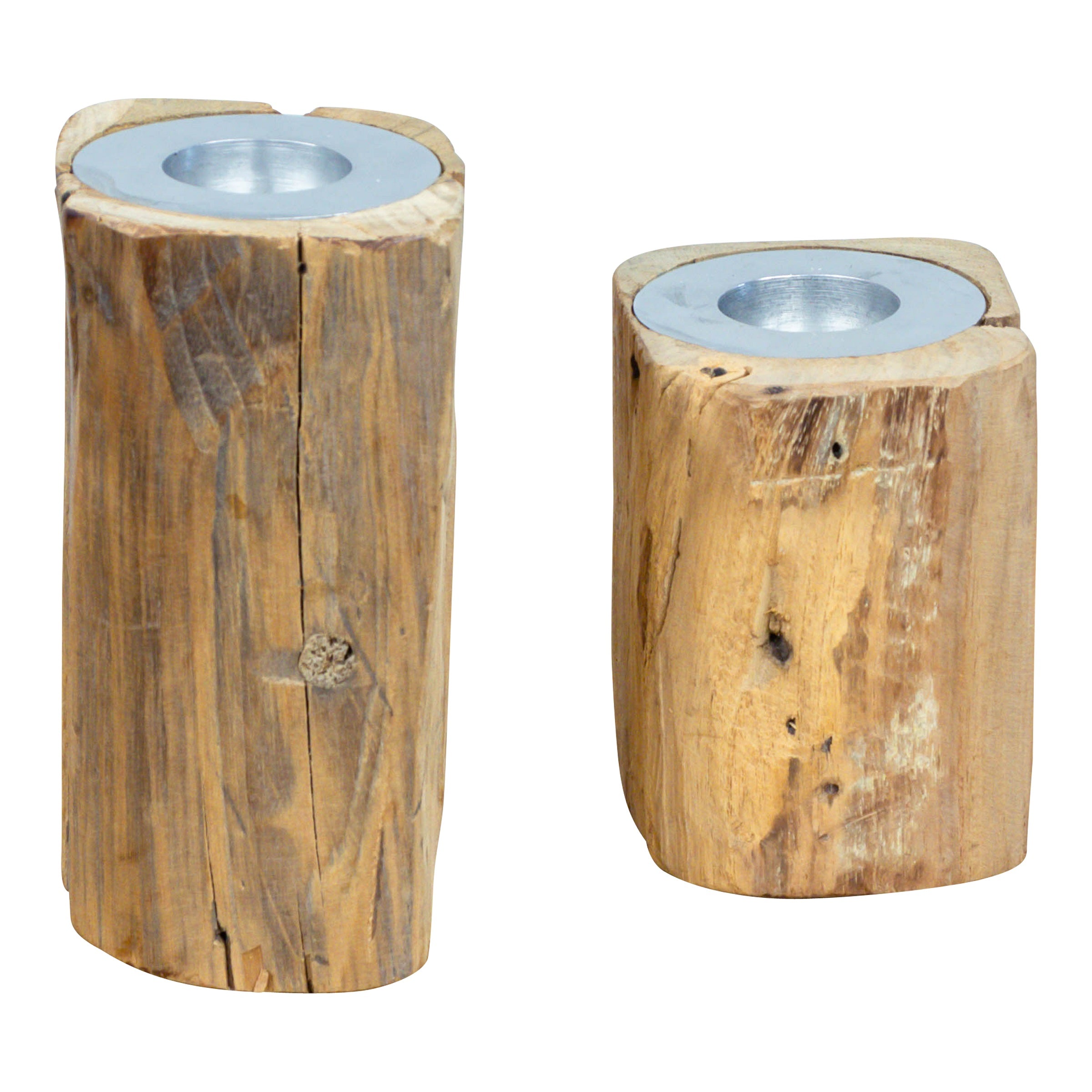 Teelichthalter aus Astholz, 2er Set