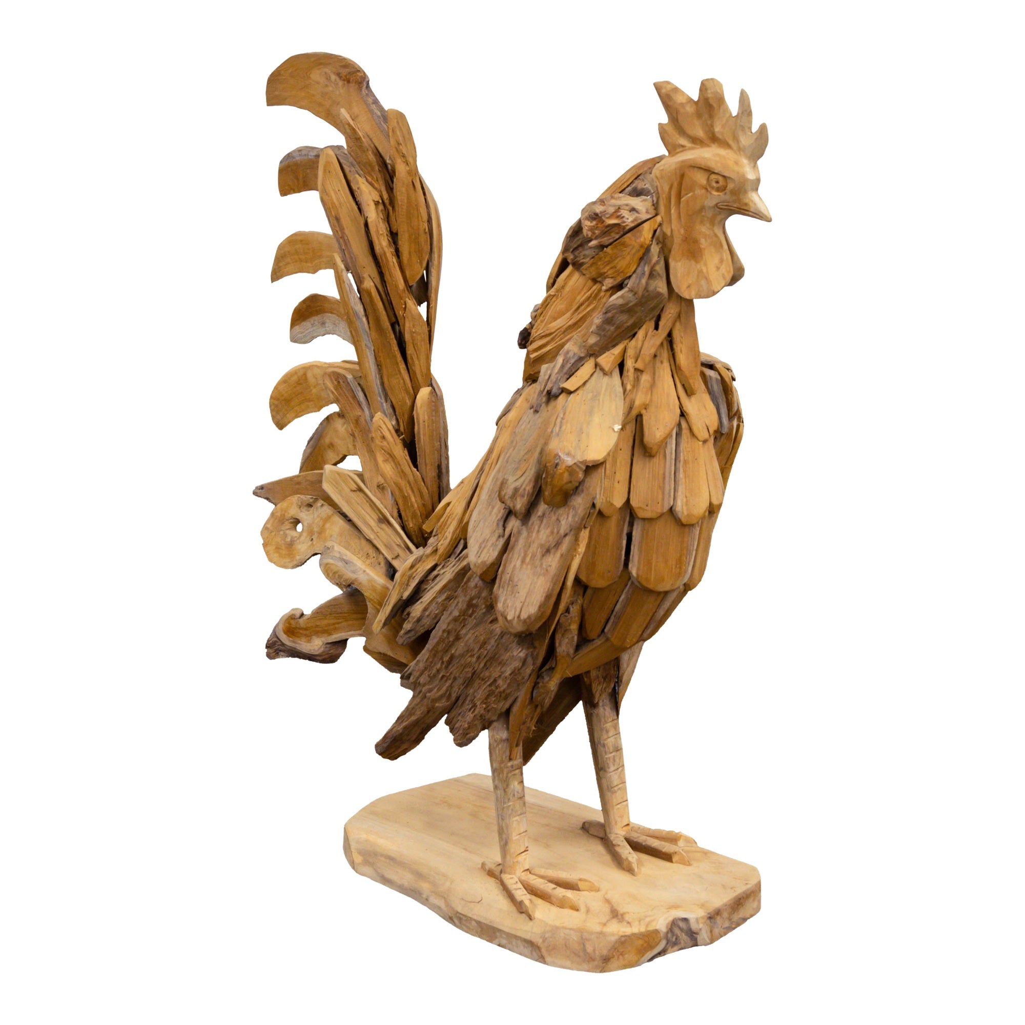 Teak Dekofigur, Hahn, L