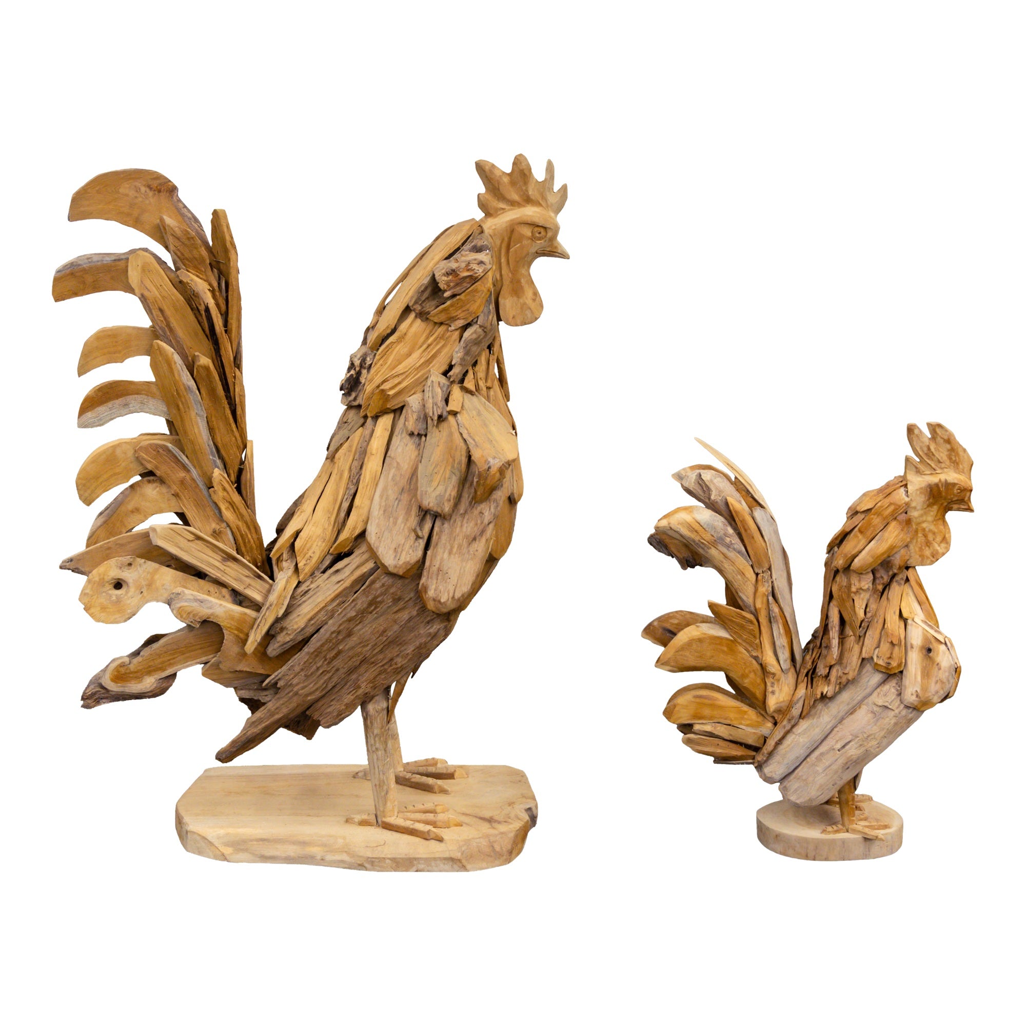 Teak Dekofigur, Hahn, S