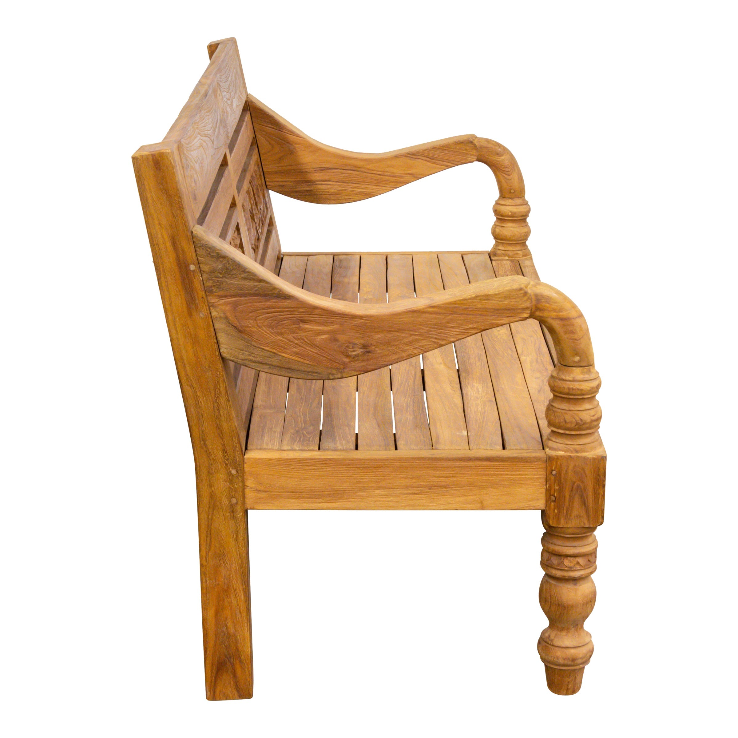 Teak Gartenbank mit Pferde-Motiv