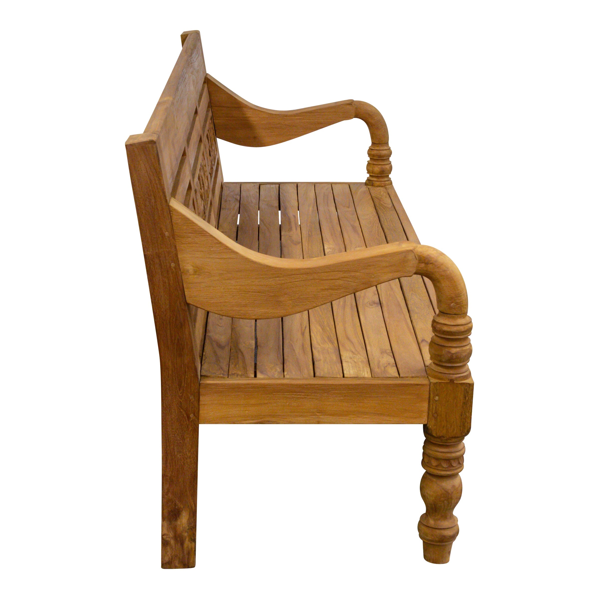 Teak Gartenbank mit Pferde-Motiv