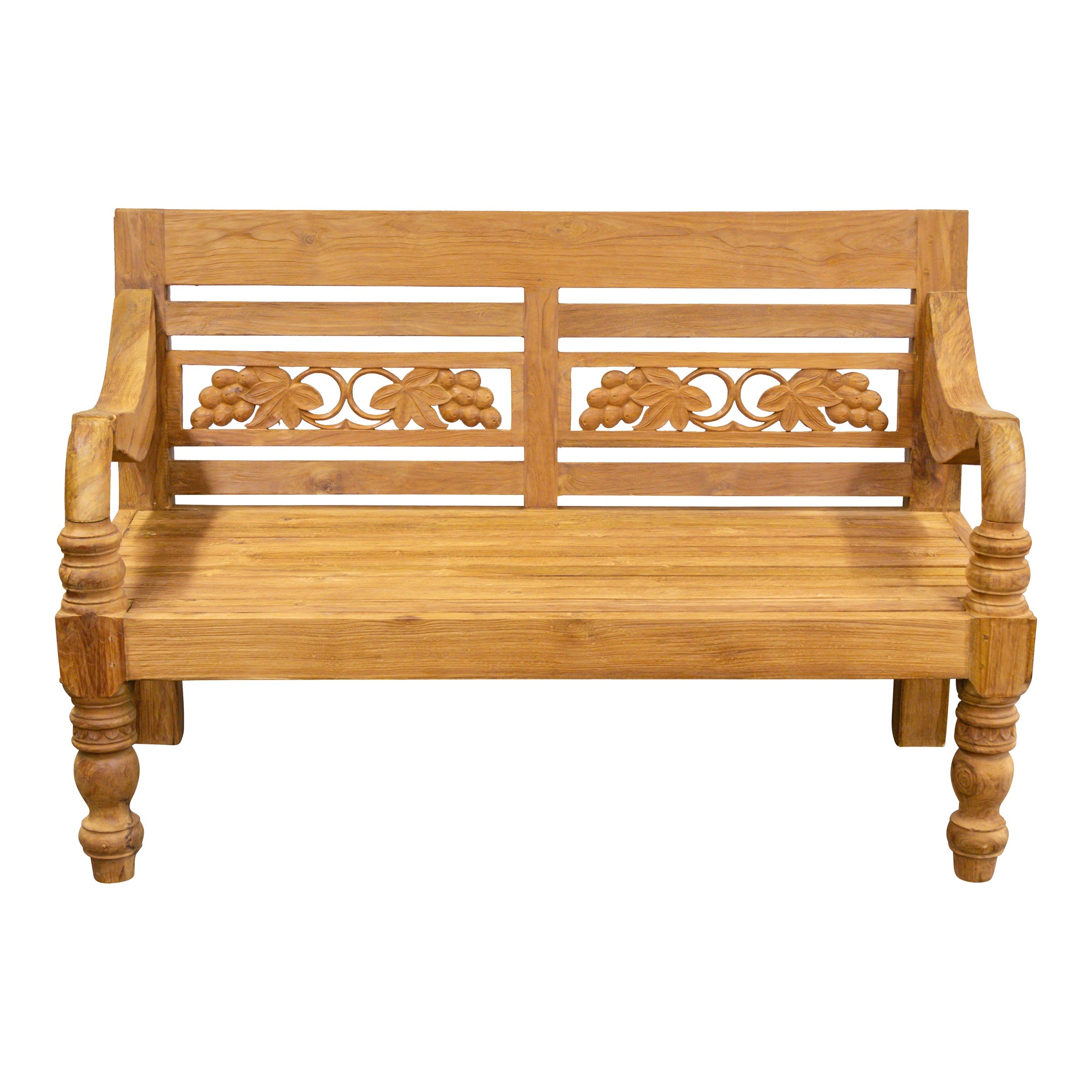 Teak Gartenbank mit Weinreben-Motiv, 150cm