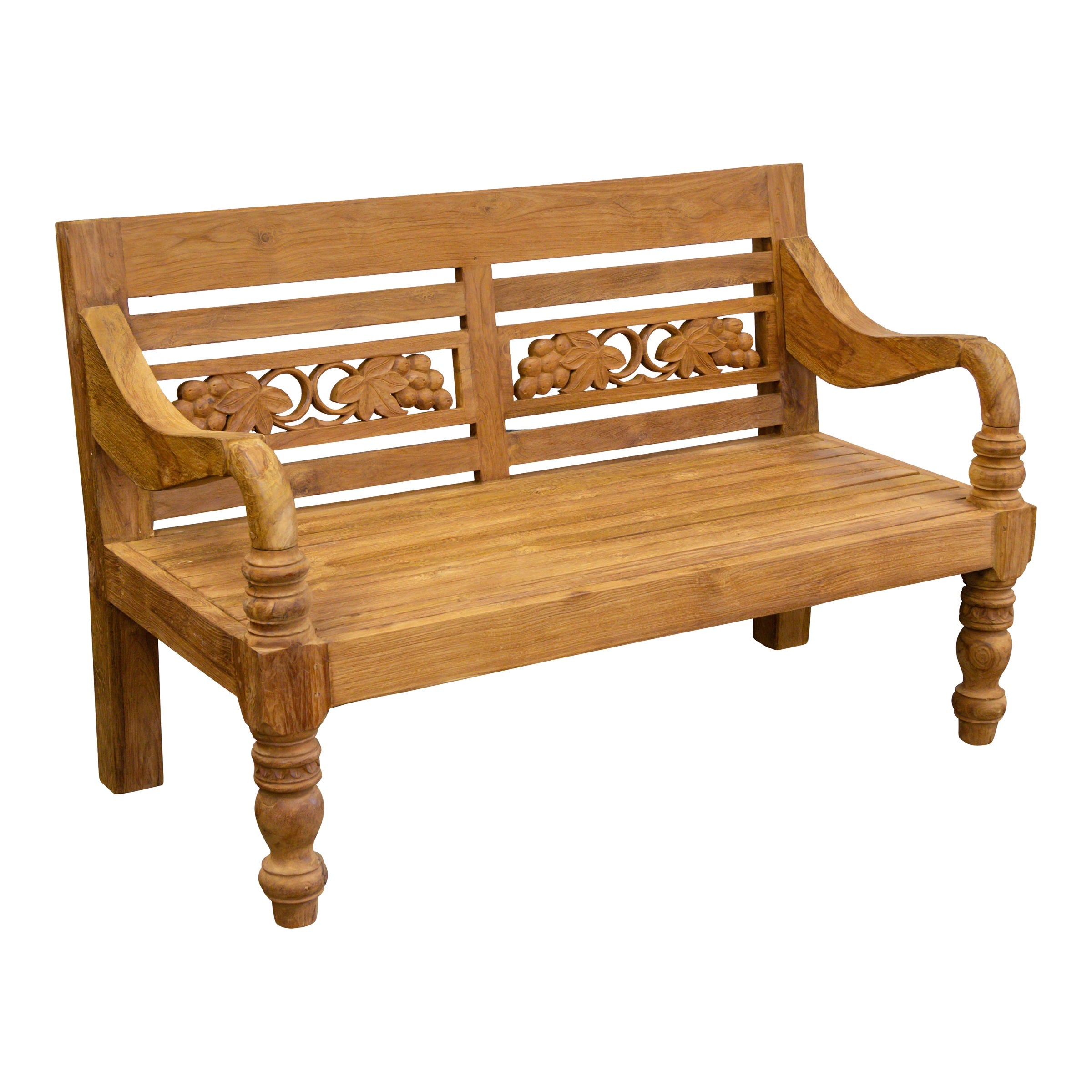 Teak Gartenbank mit Weinreben-Motiv, 150cm