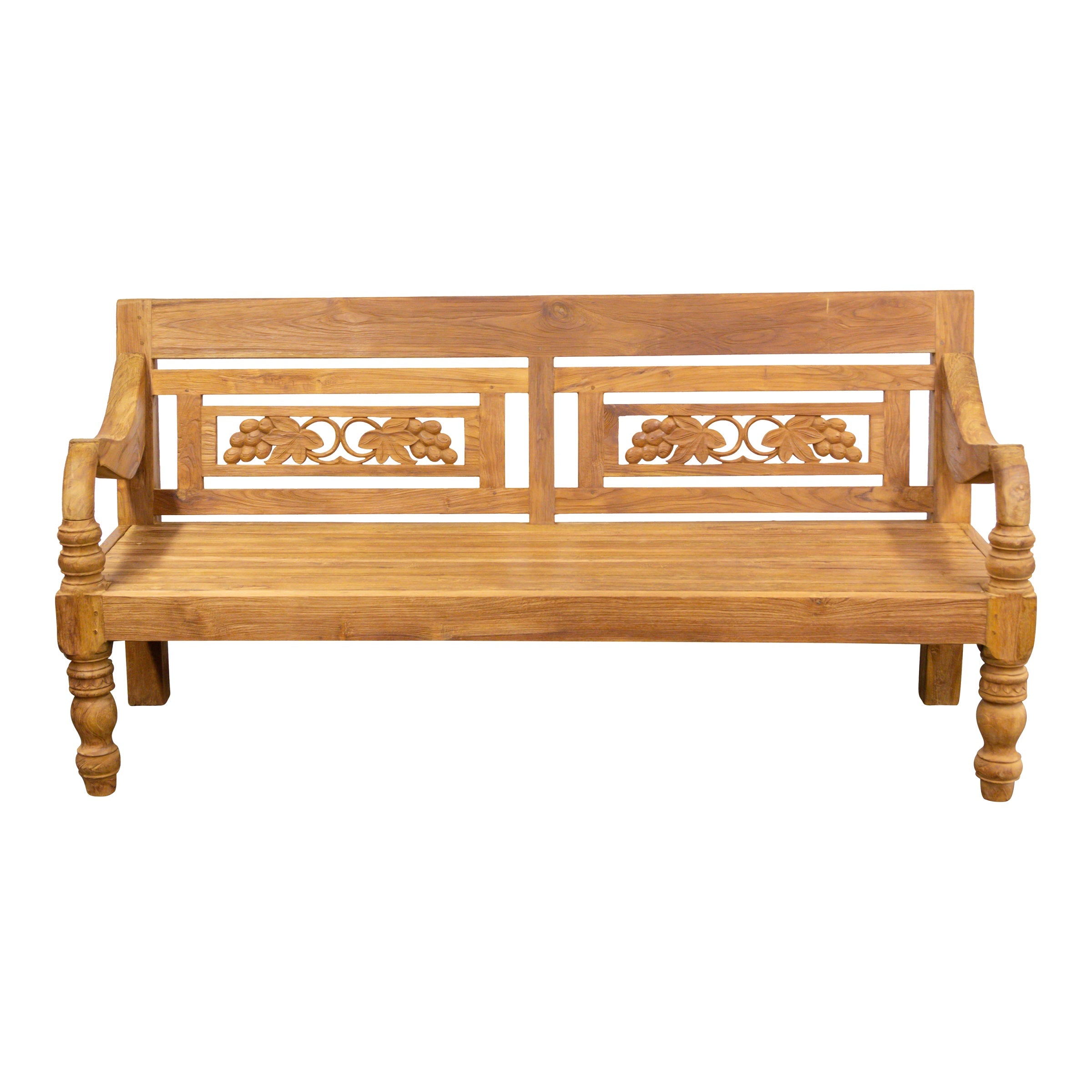 Teak Gartenbank mit Weinreben-Motiv, 200cm