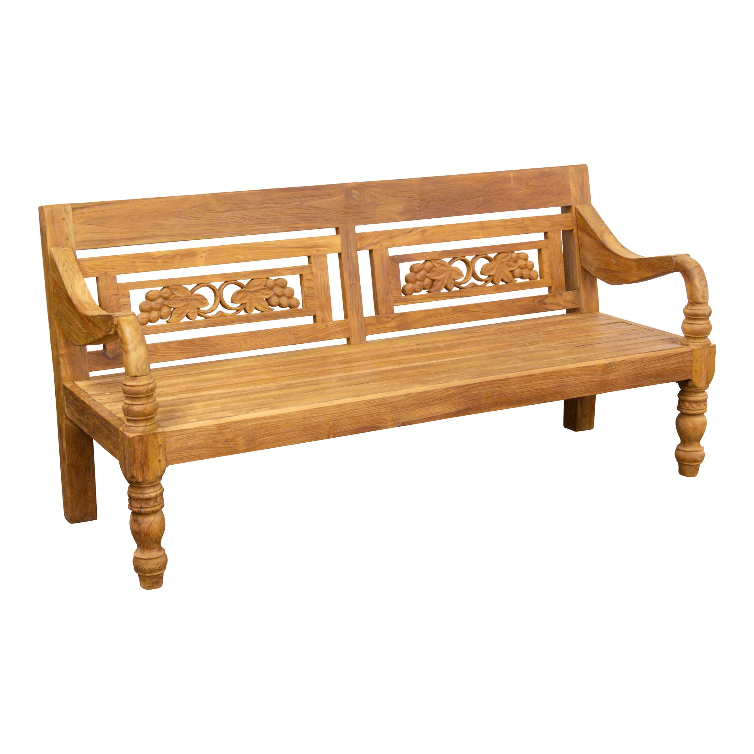 Teak Gartenbank mit Weinreben-Motiv, 200cm