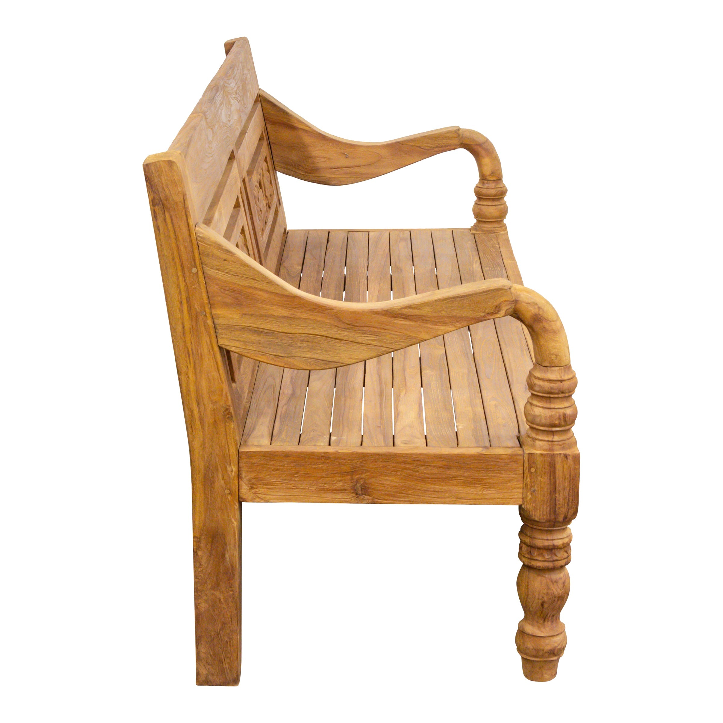 Teak Gartenbank mit Weinreben-Motiv, 200cm