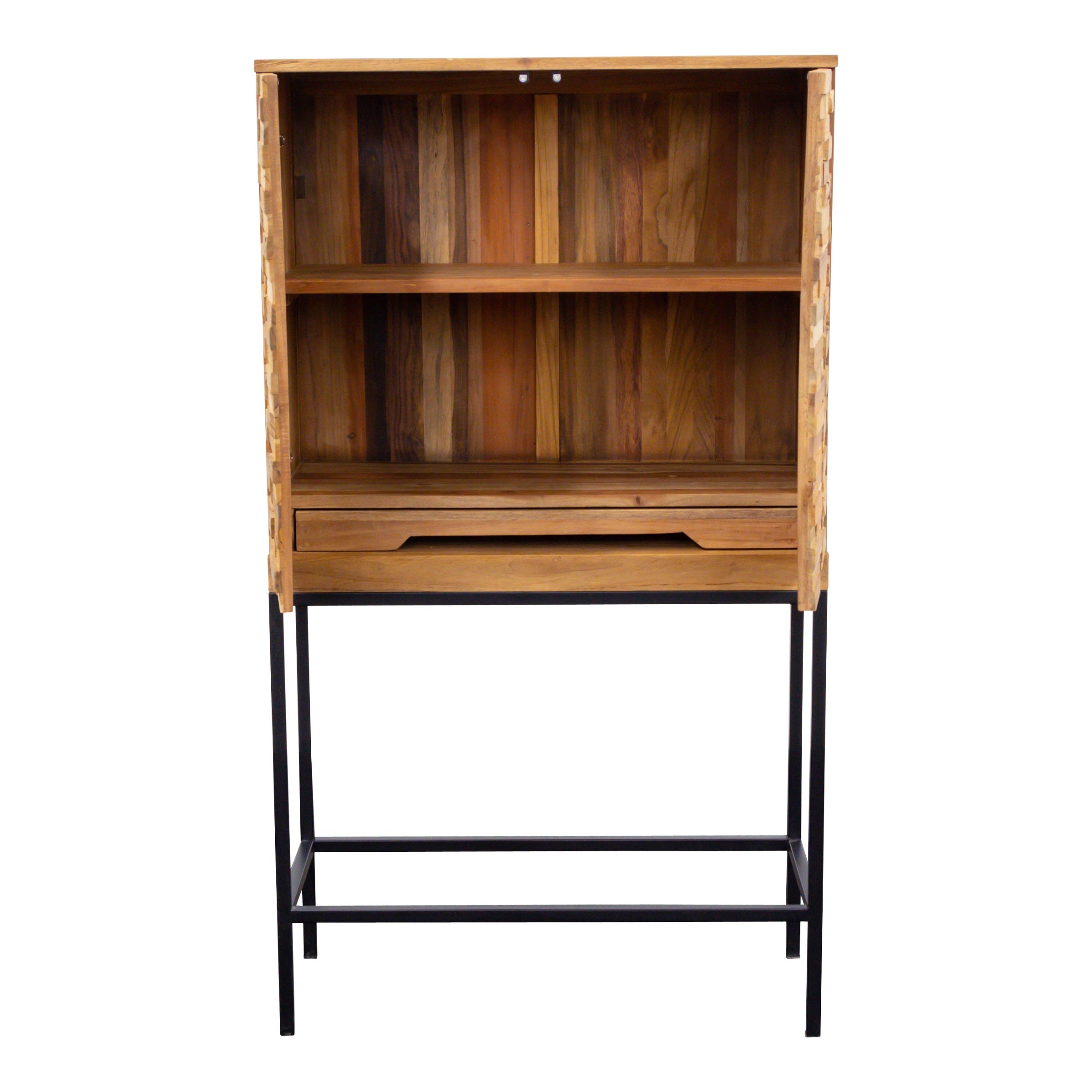 Barschrank mit Eisengestell, Paneelenoptik