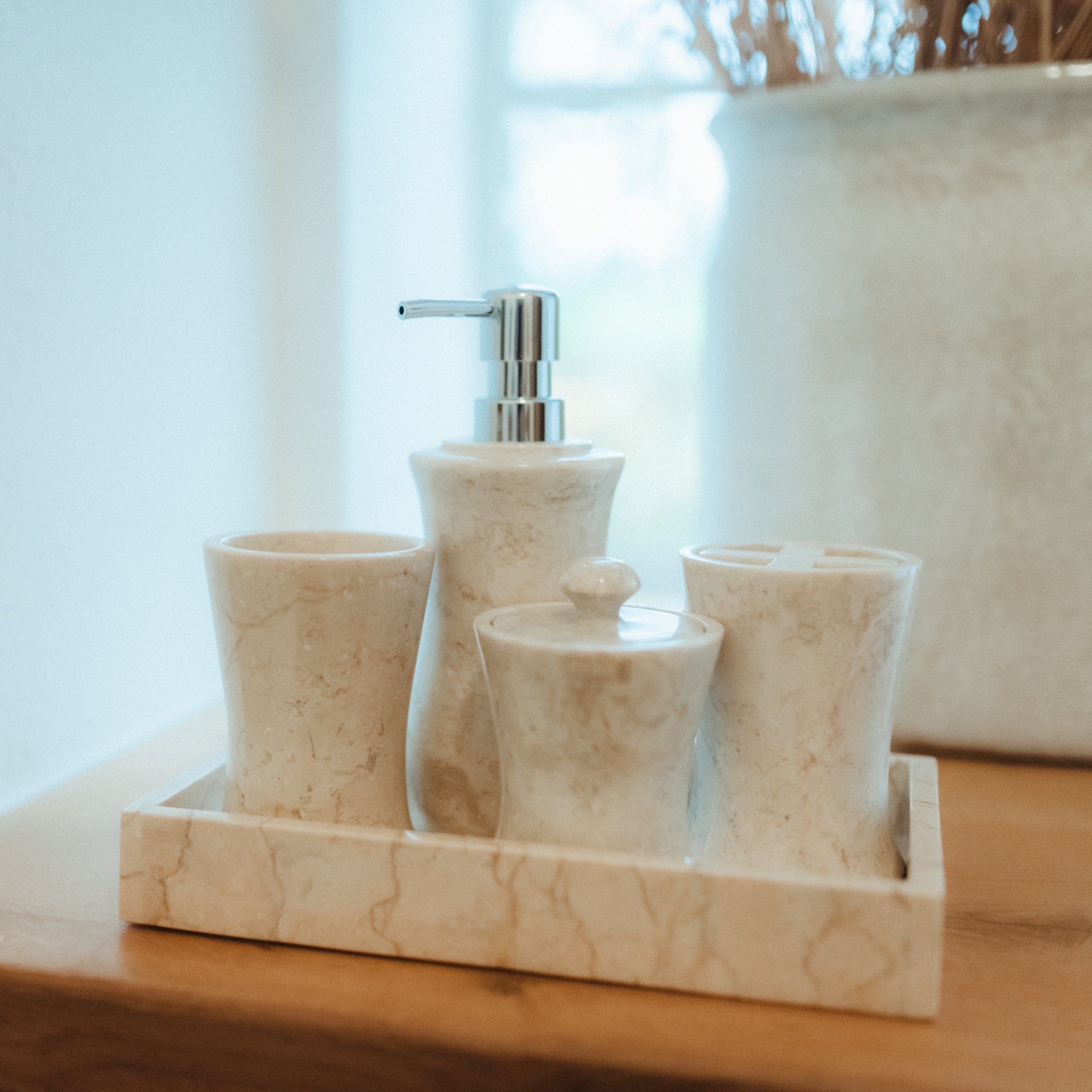 Badezimmerset, 5-teilig, creme