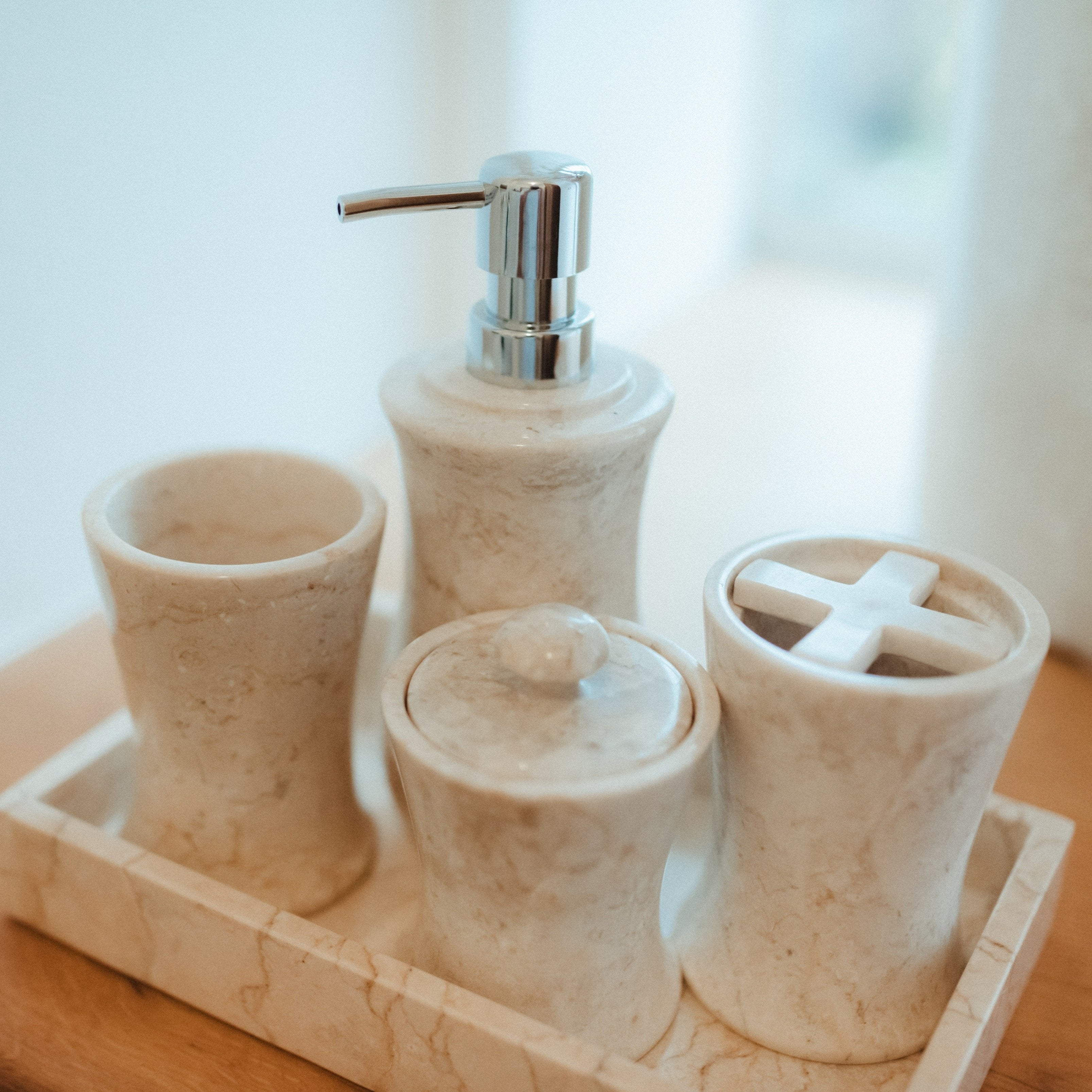 Badezimmerset, 5-teilig, creme