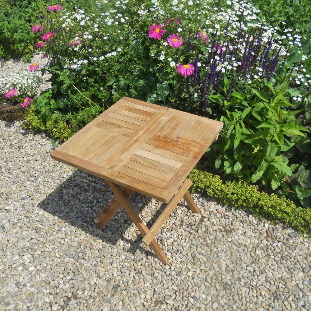 Teak Beistellklapptisch Picknick, quadratisch, 50x50cm