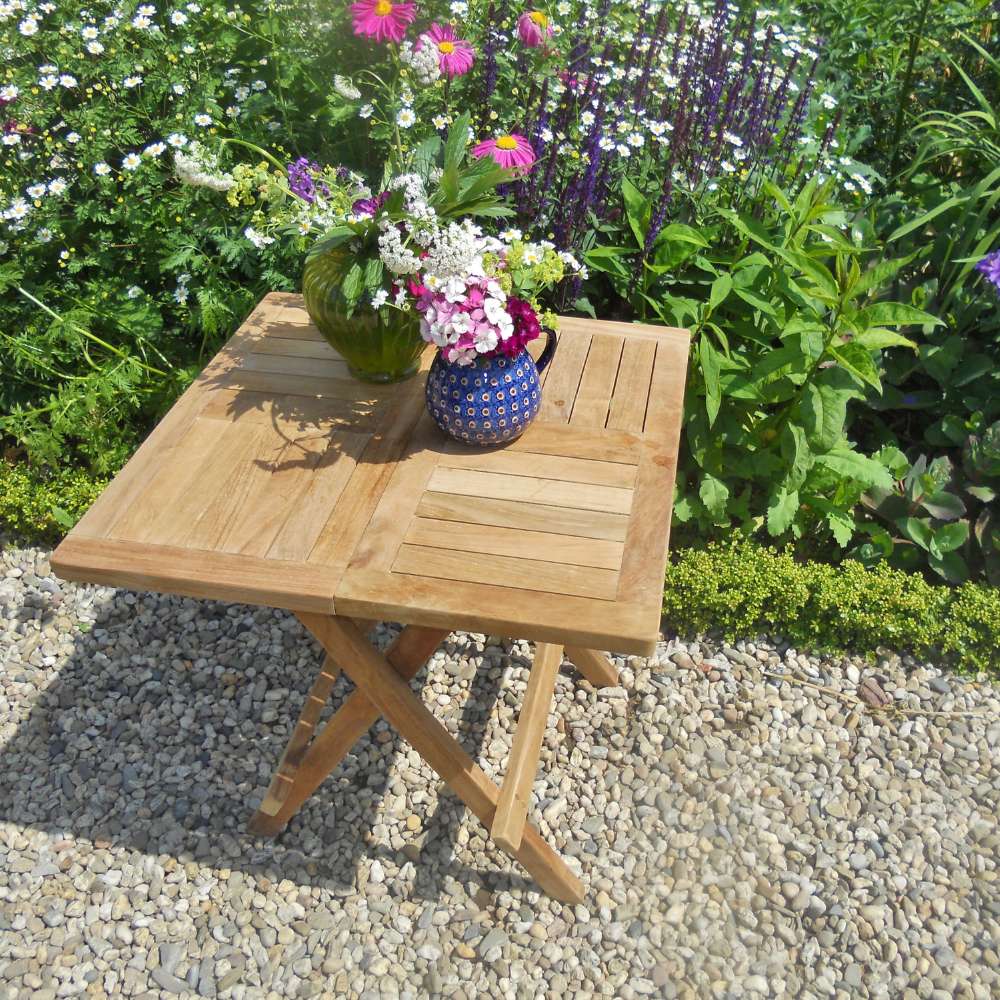 Teak Beistellklapptisch Picknick, quadratisch, 50x50cm