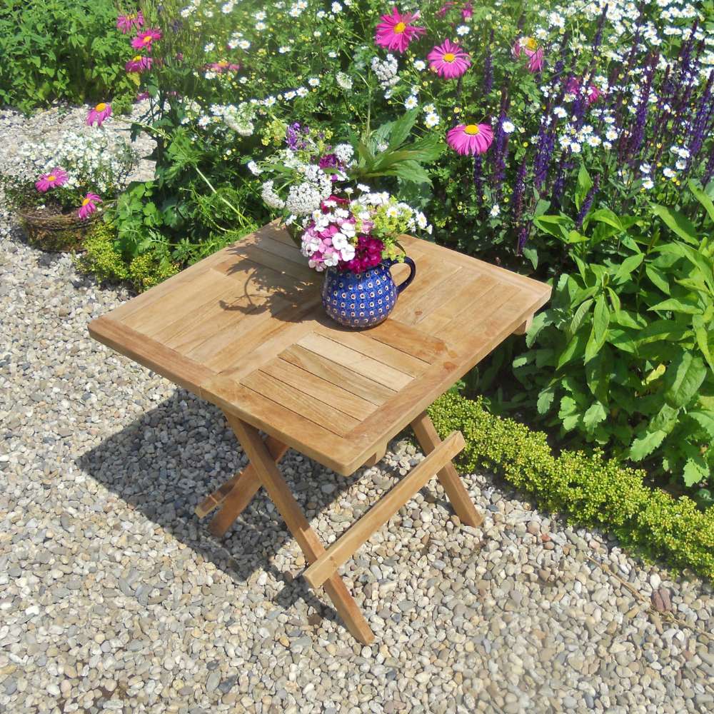 Teak Beistellklapptisch Picknick, quadratisch, 50x50cm