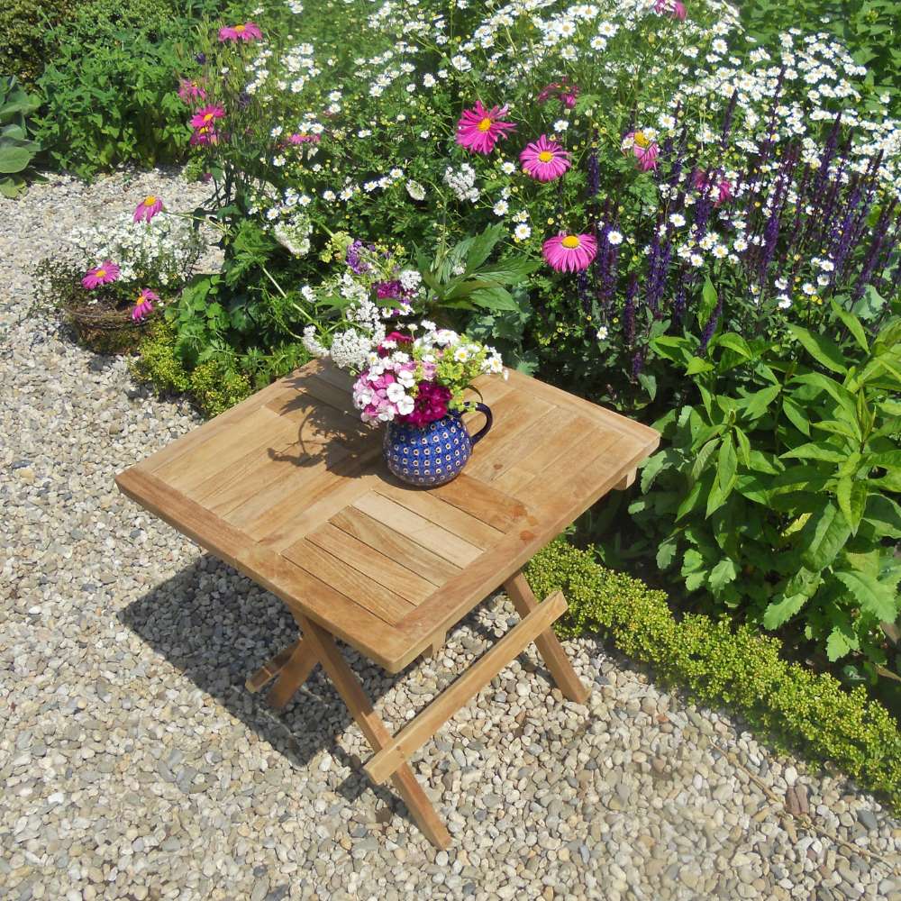 Teak Beistellklapptisch Picknick, quadratisch, 50x50cm