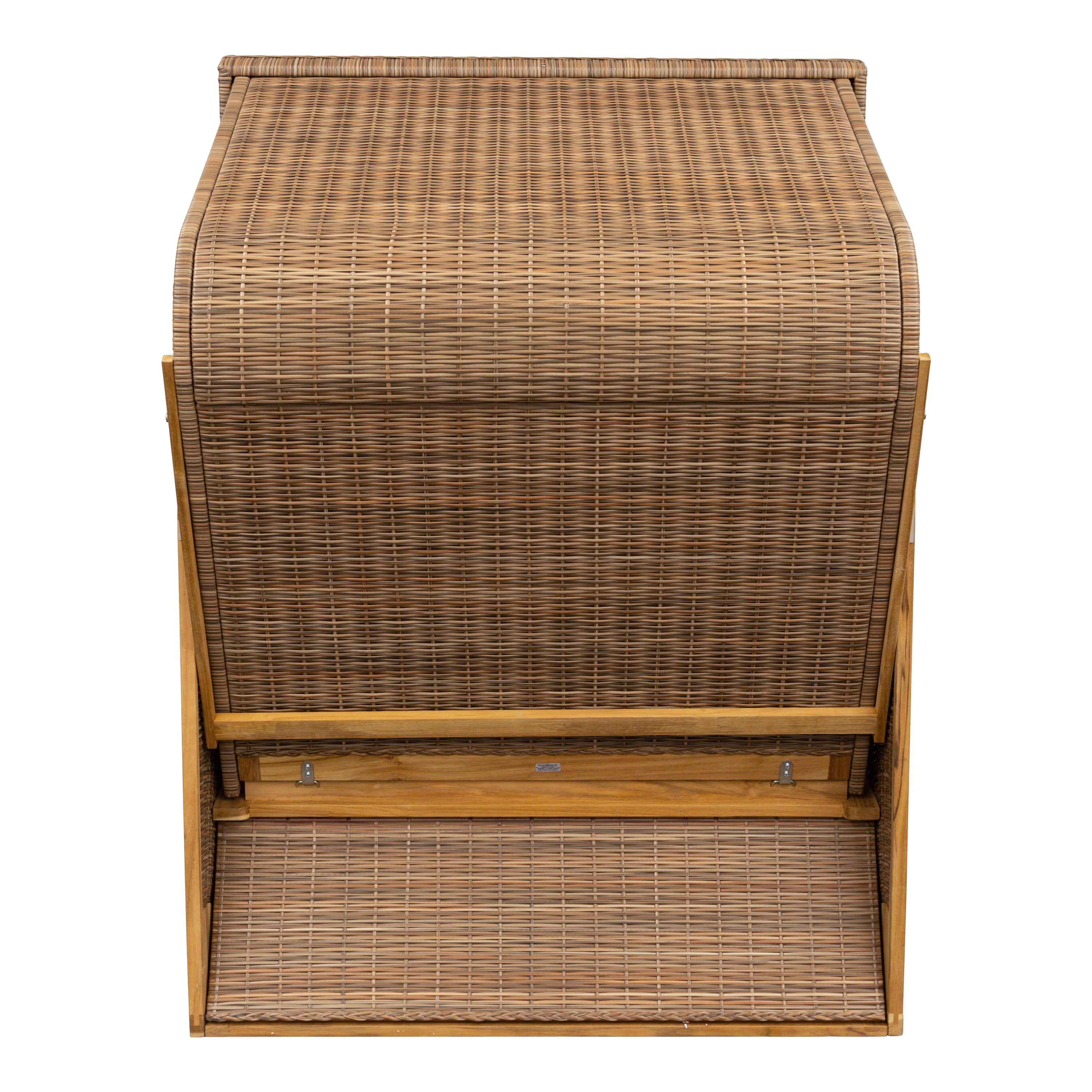 Teak Strandkorb Classic- türkis-beige-braun kariert