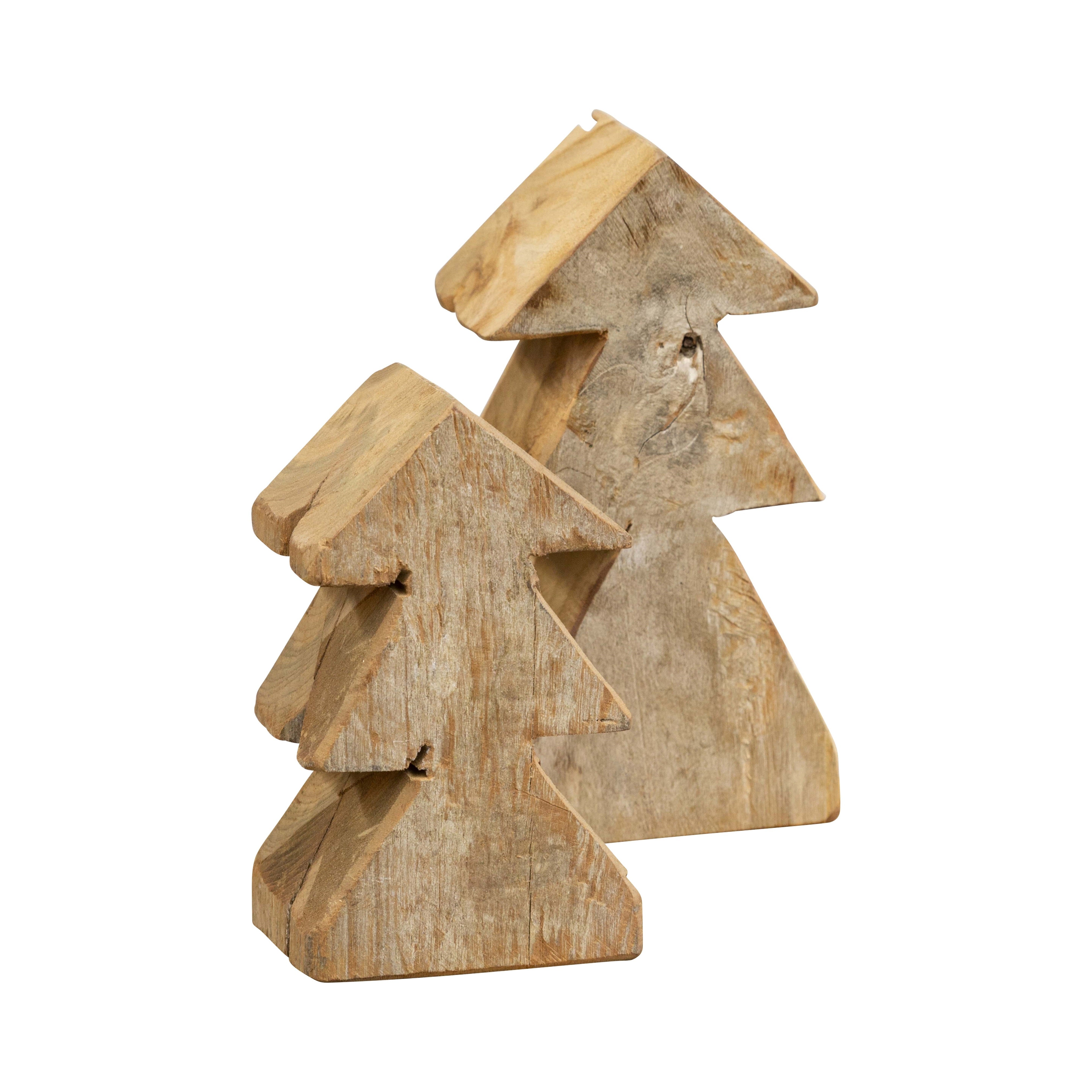 Tannenbaum 2er Set aus Wurzelholz, natur