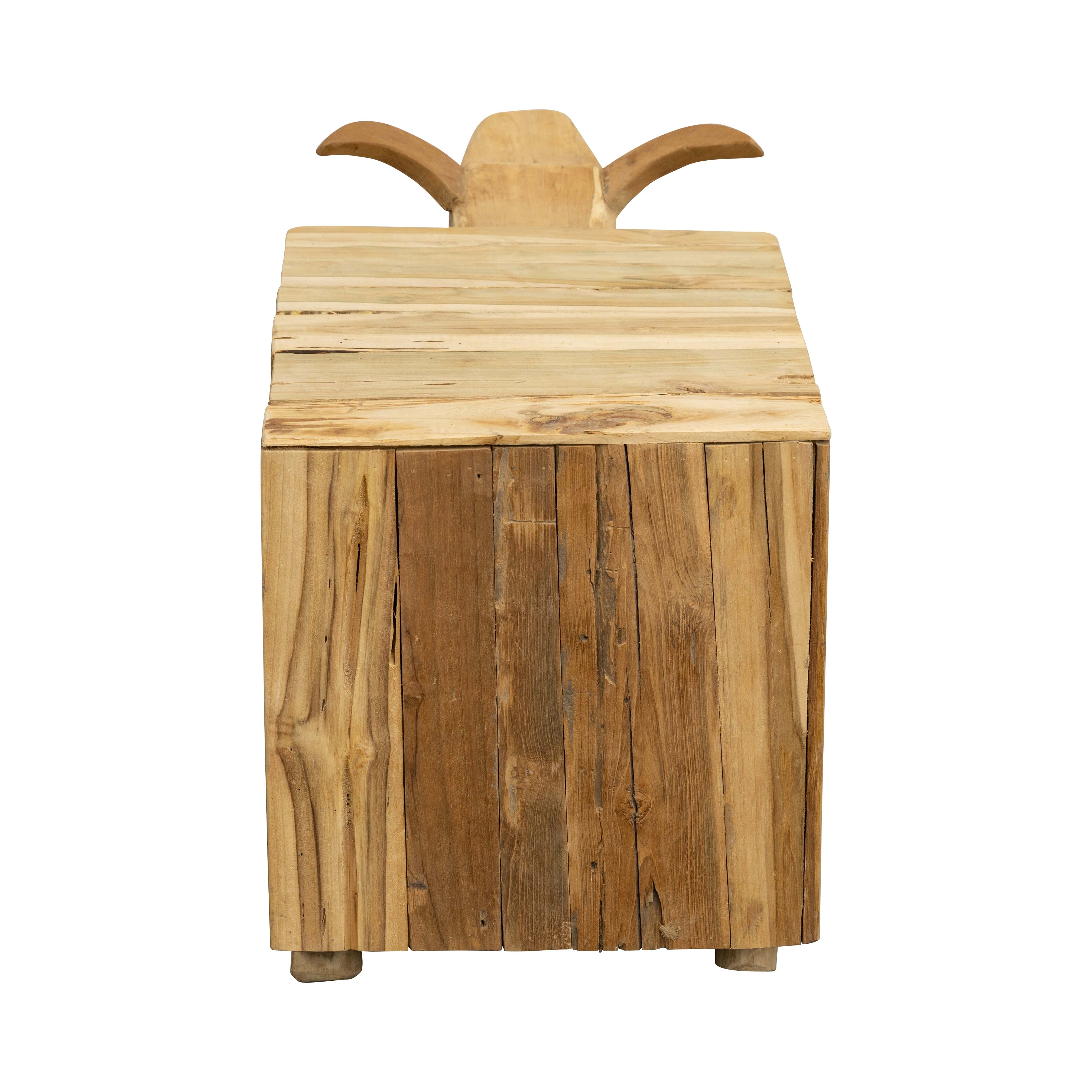 Büffel Hocker, recyceltes Teakholz
