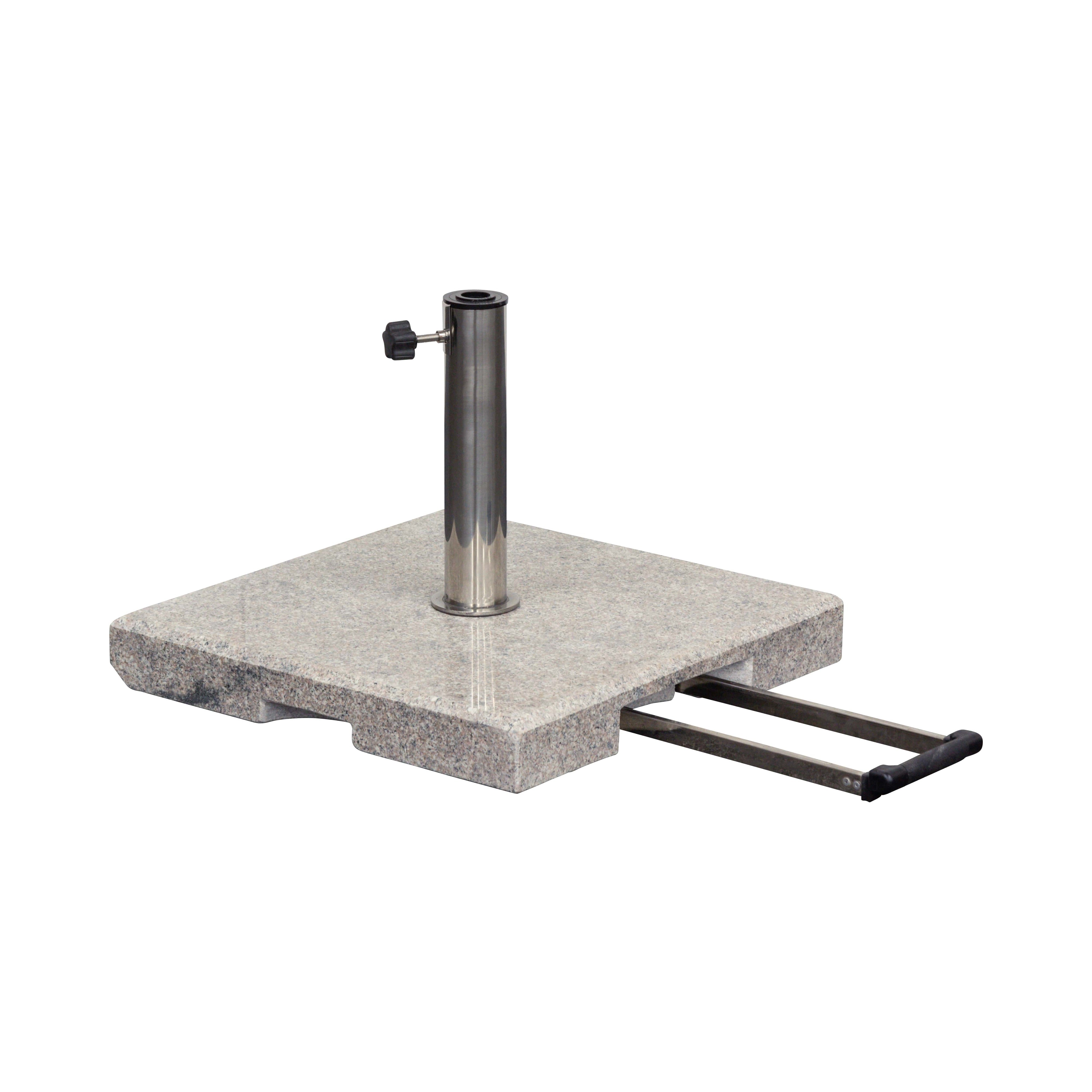 Schirmfuß Granit, 50x50cm, mit Rollen und Komfort Handgriff
