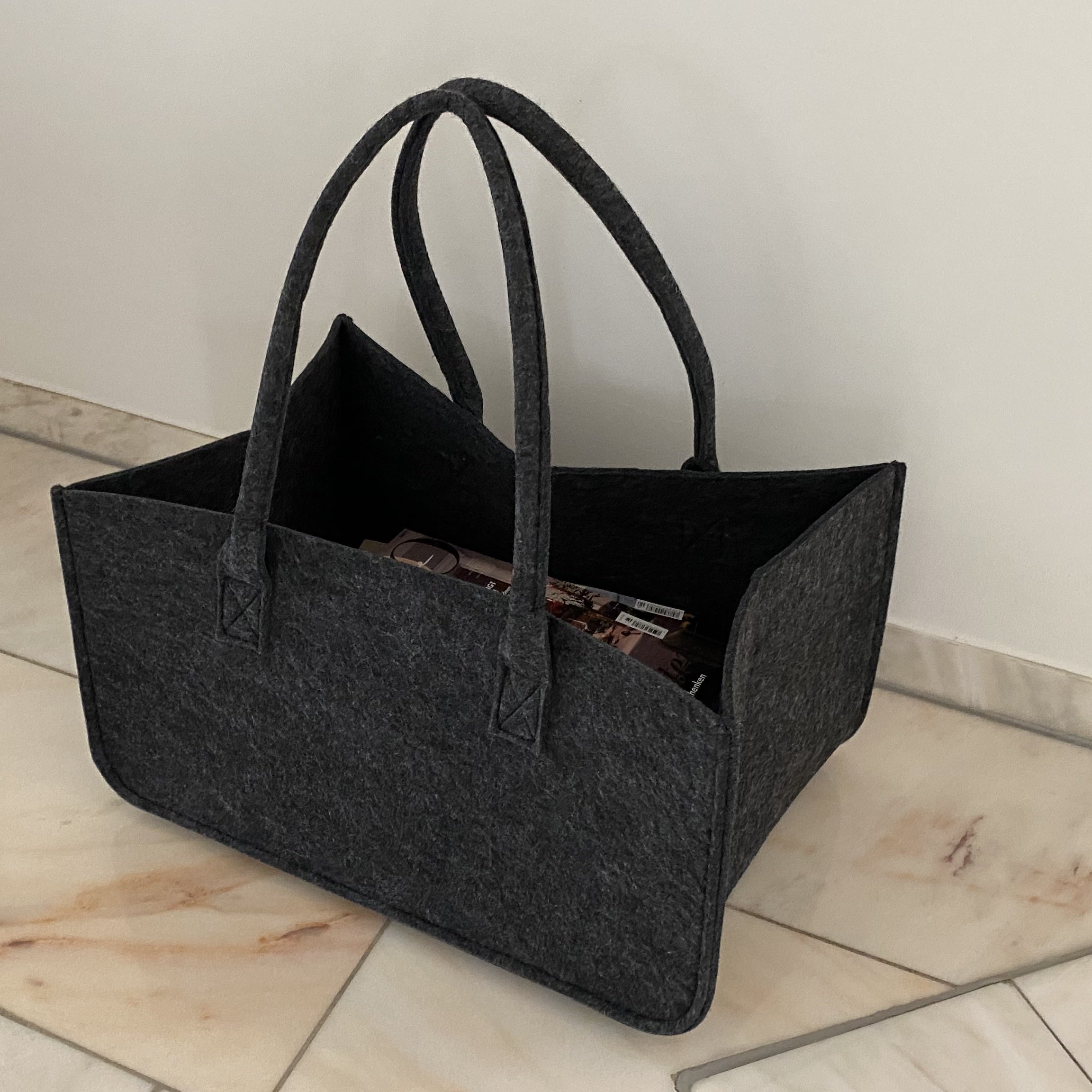 Filztasche mit Griff, dunkelgrau