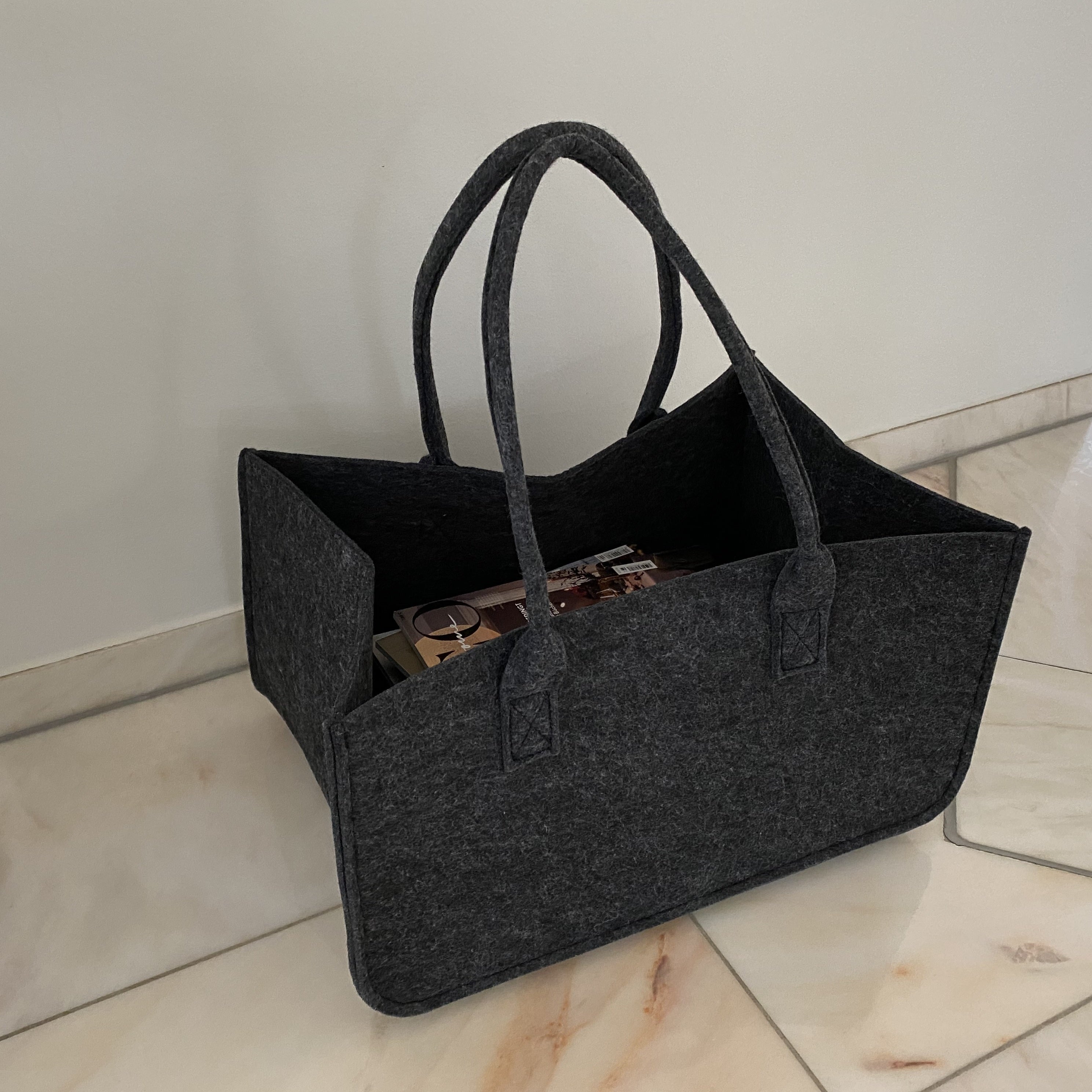 Filztasche mit Griff, hellgrau