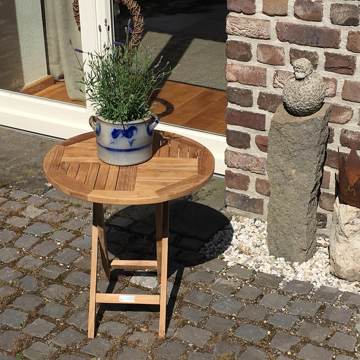 Runder Beistelltisch klappbar Classic, Teakholz