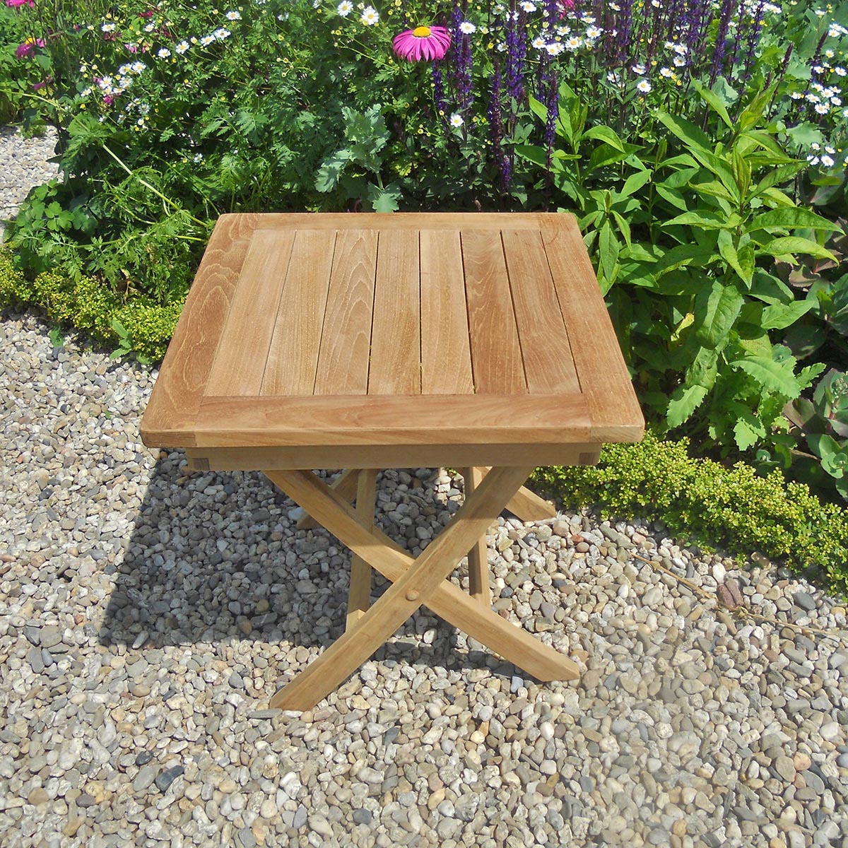 Teak Beistellklapptisch Classic quadratisch - 45 x 45 cm