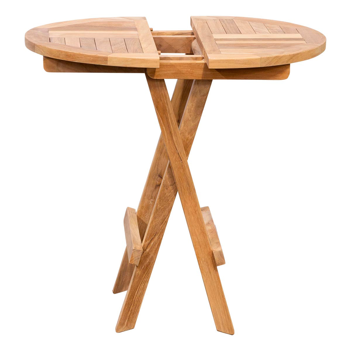 Teak Beistellklapptisch Picknick, rund, 50 cm