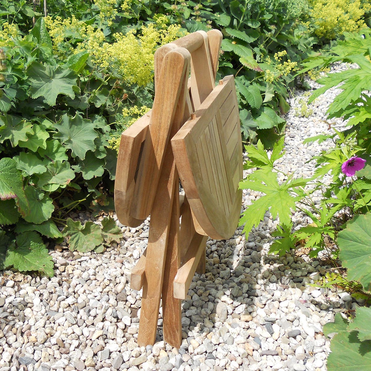 Teak Beistellklapptisch Picknick, rund, 50 cm