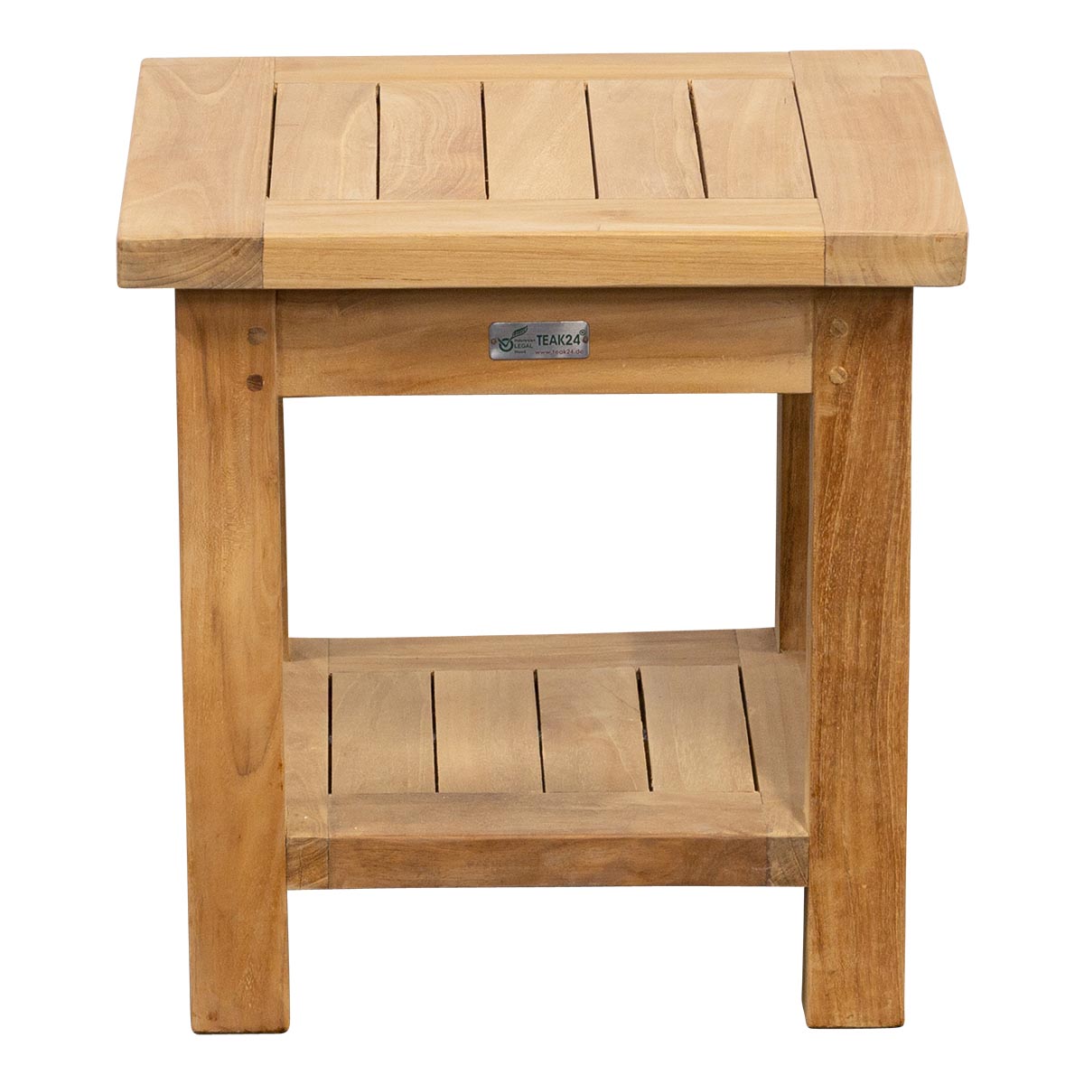 Teak Beistelltisch Kendari mit Ablage, 40 x 40cm