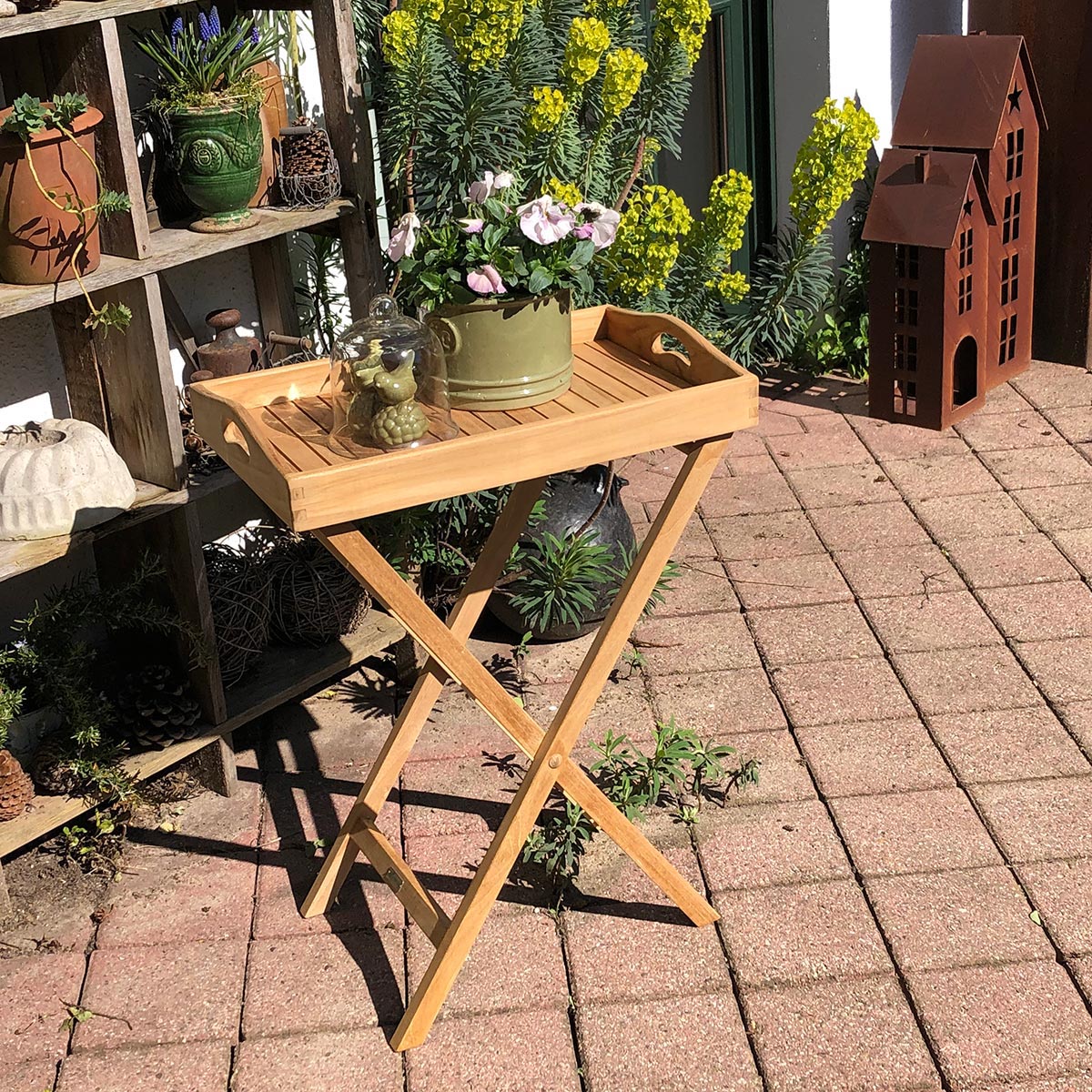 Teak Tablett mit Ständer