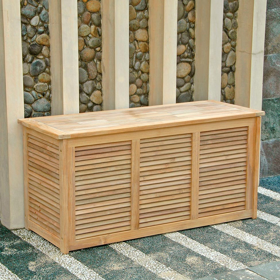 Teak Kissenbox, Deckel gummiversiegelt