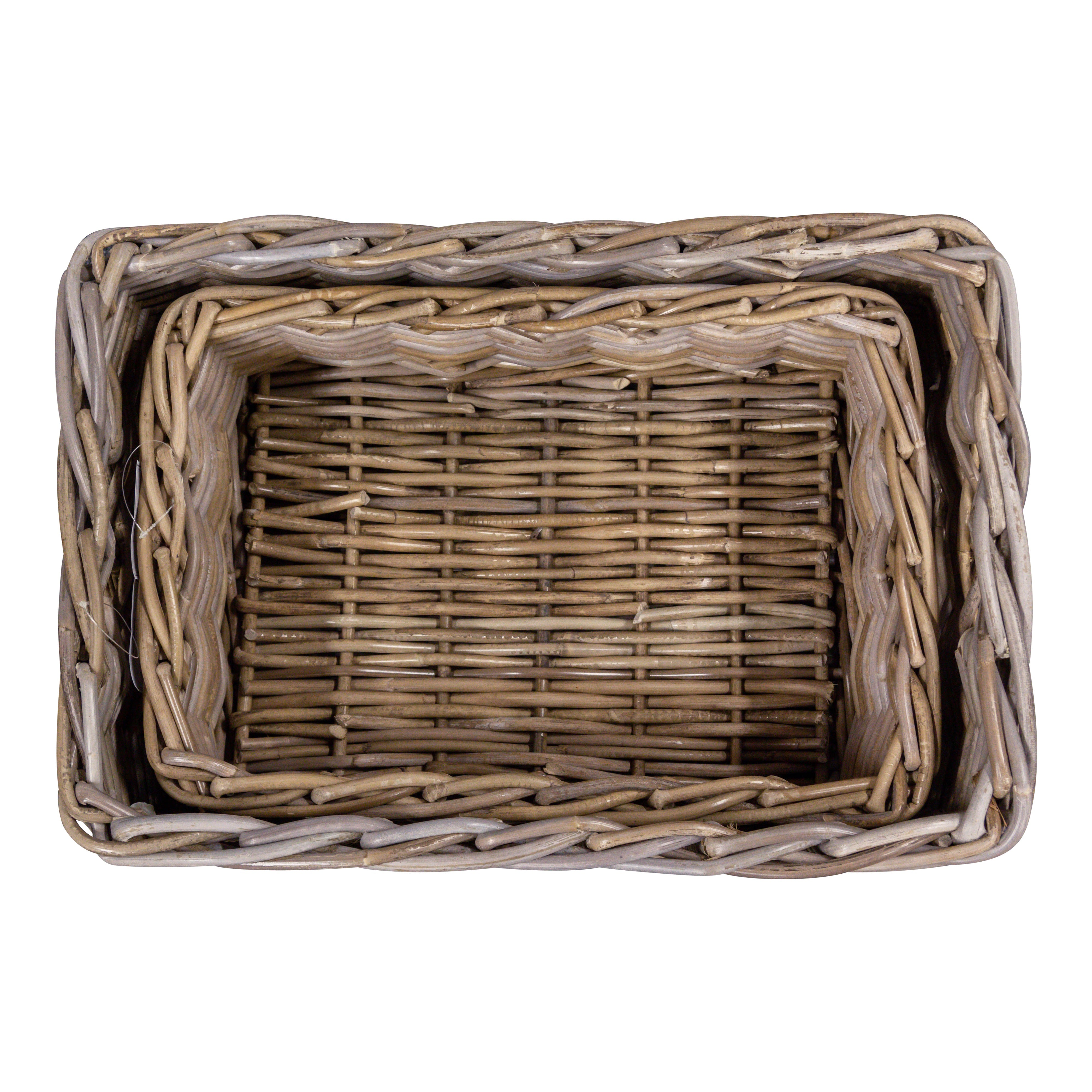 Rattankorb, rechteckig, 2er Set