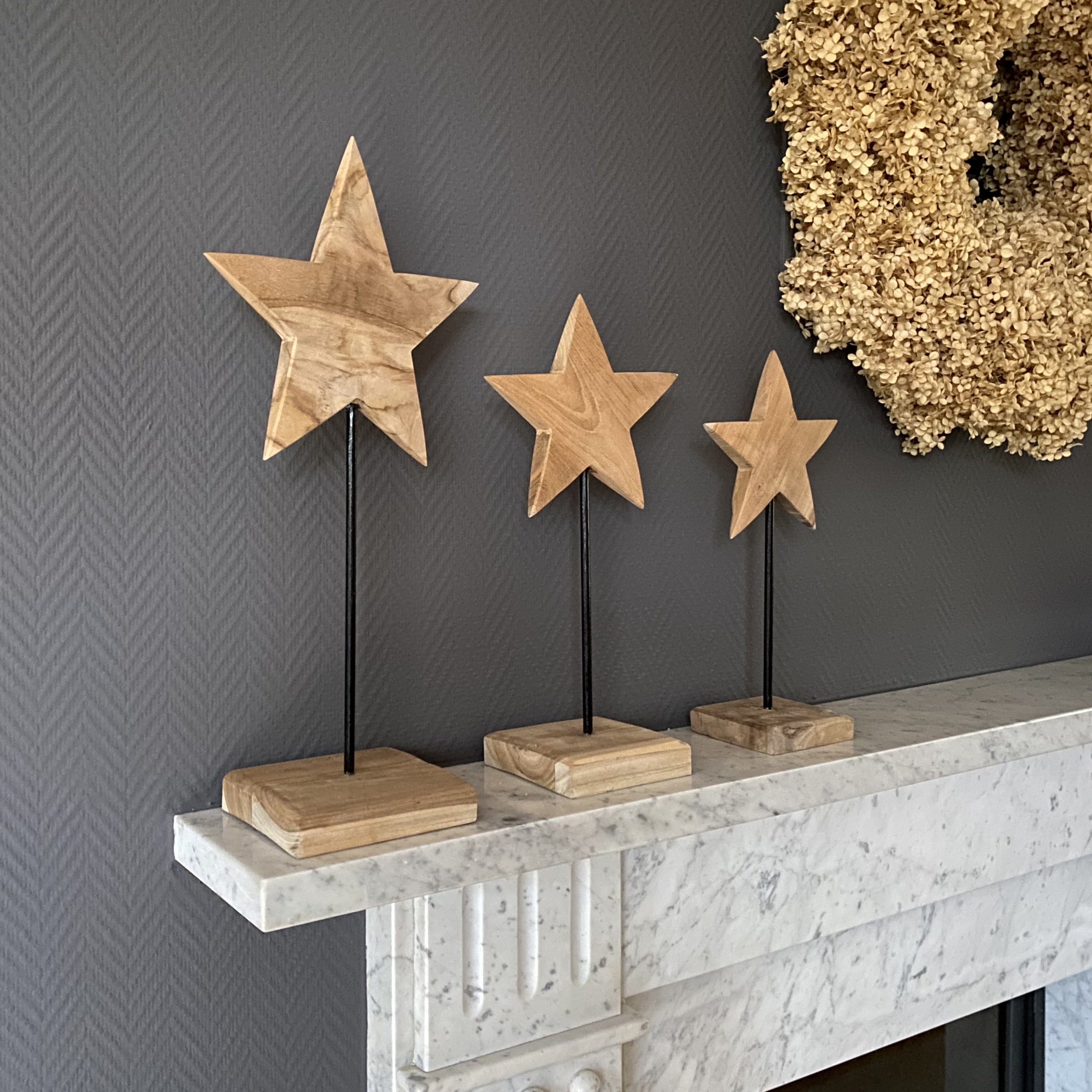Teak Stern auf Ständer, 3er Set