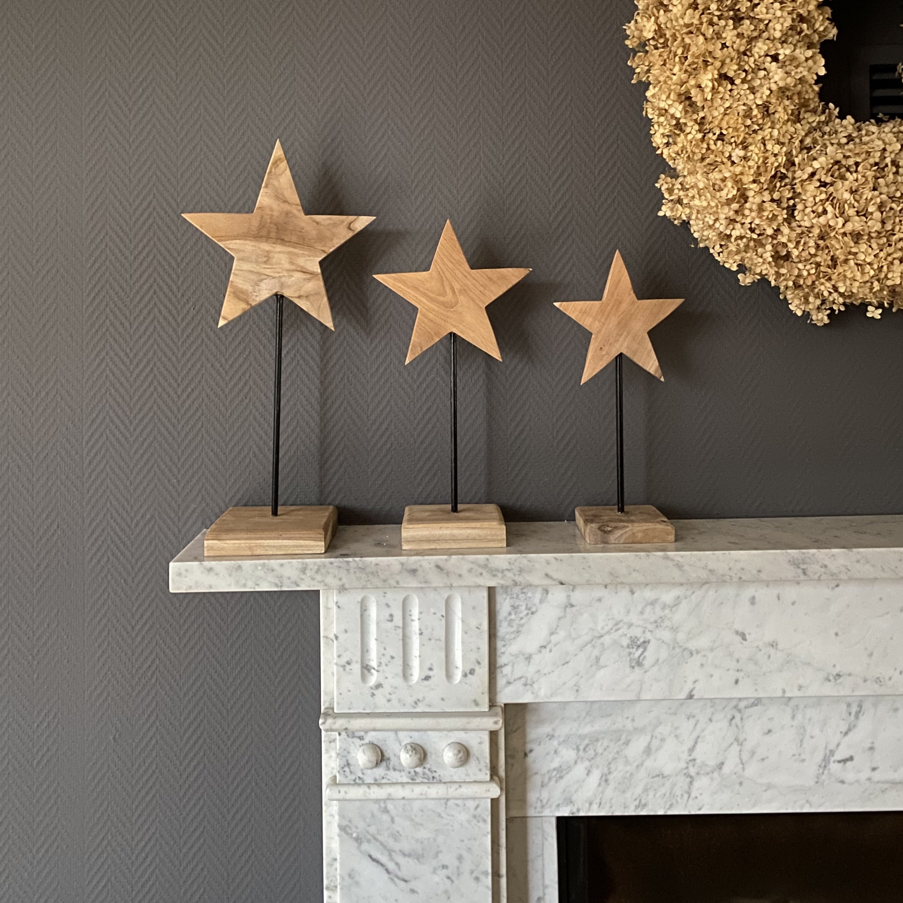 Teak Stern auf Ständer, 3er Set