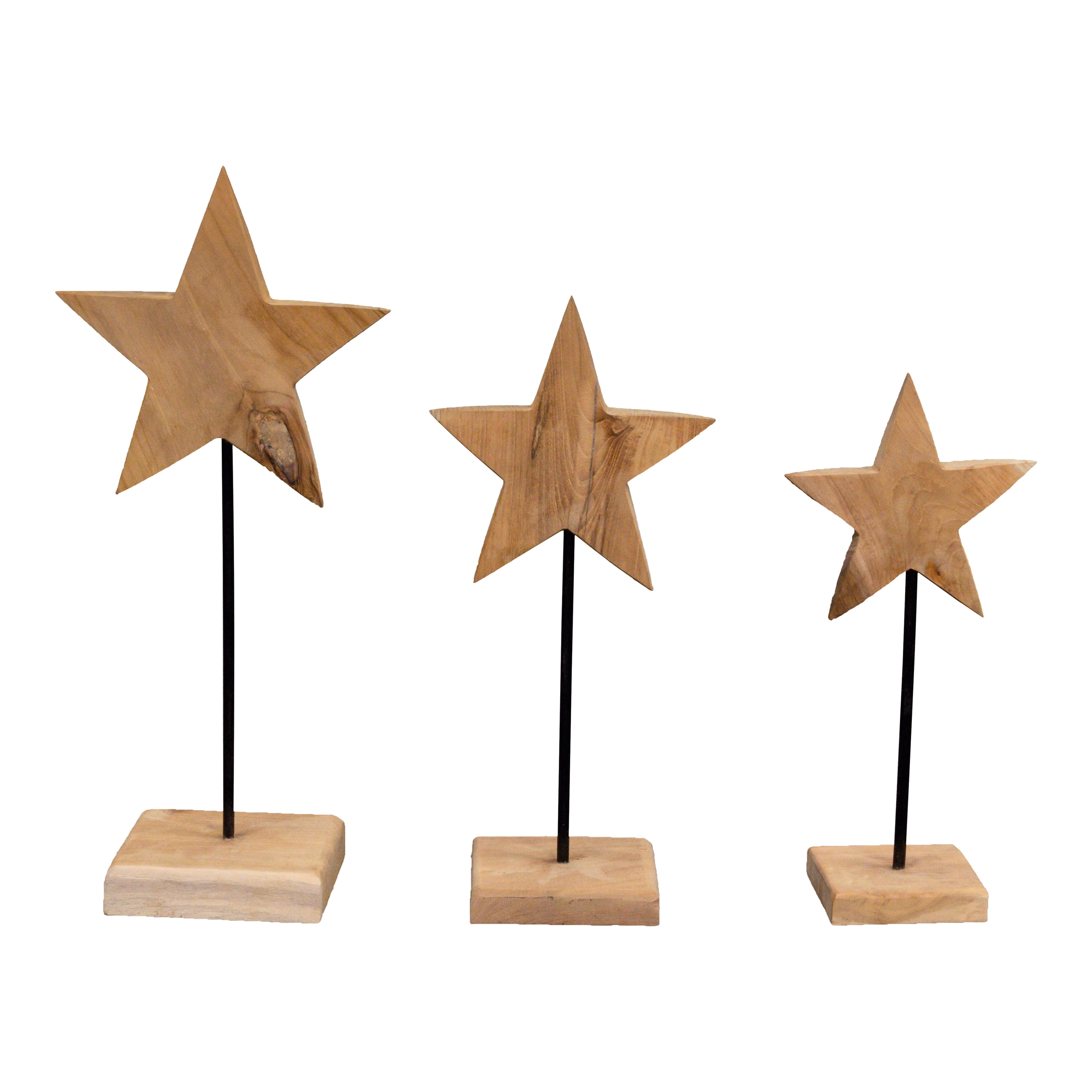 Teak Stern auf Ständer, 3er Set