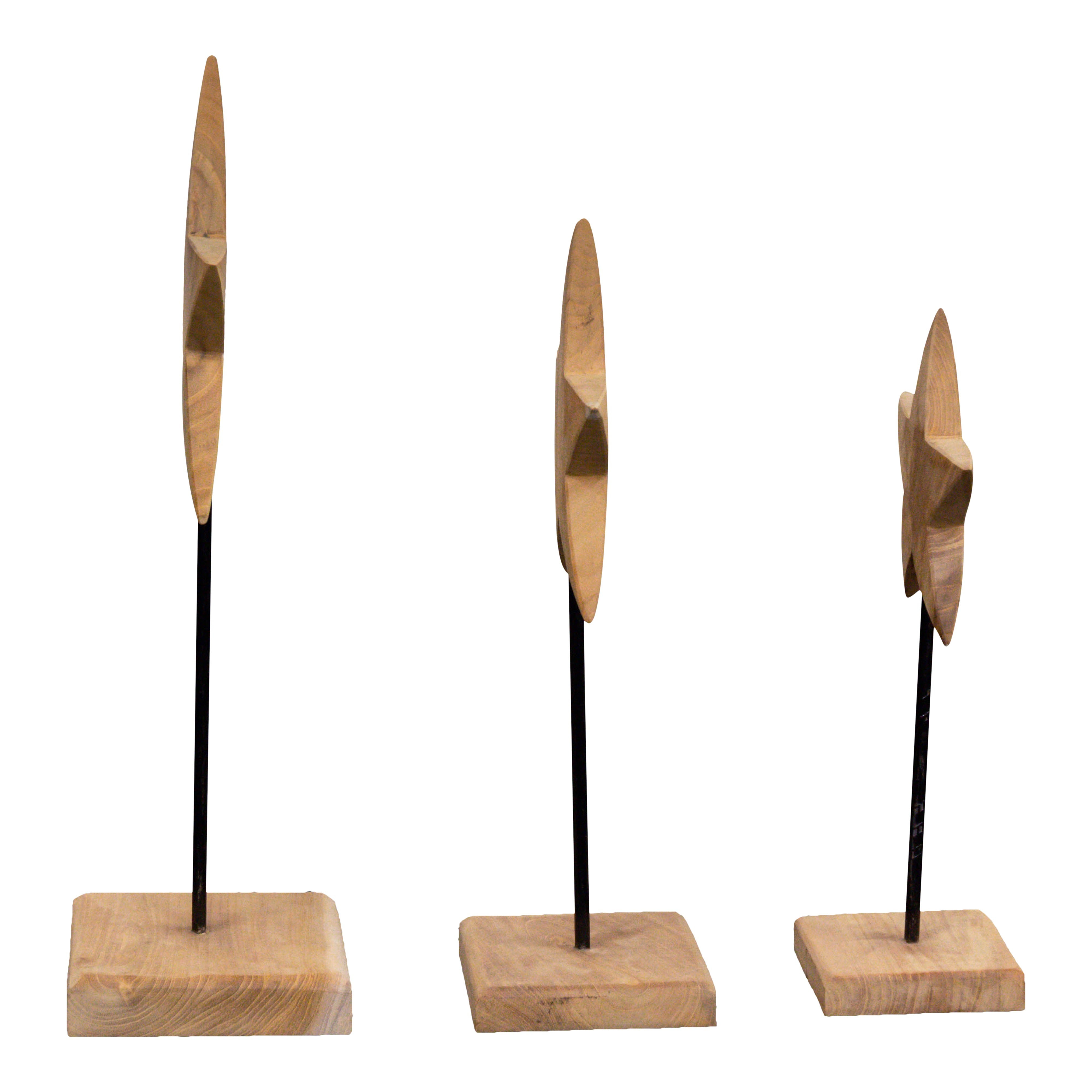 Teak Stern auf Ständer, 3er Set