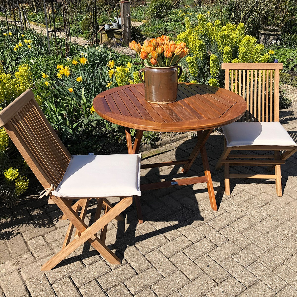 Teak Gartentisch Java, rund, 100 cm, geölt