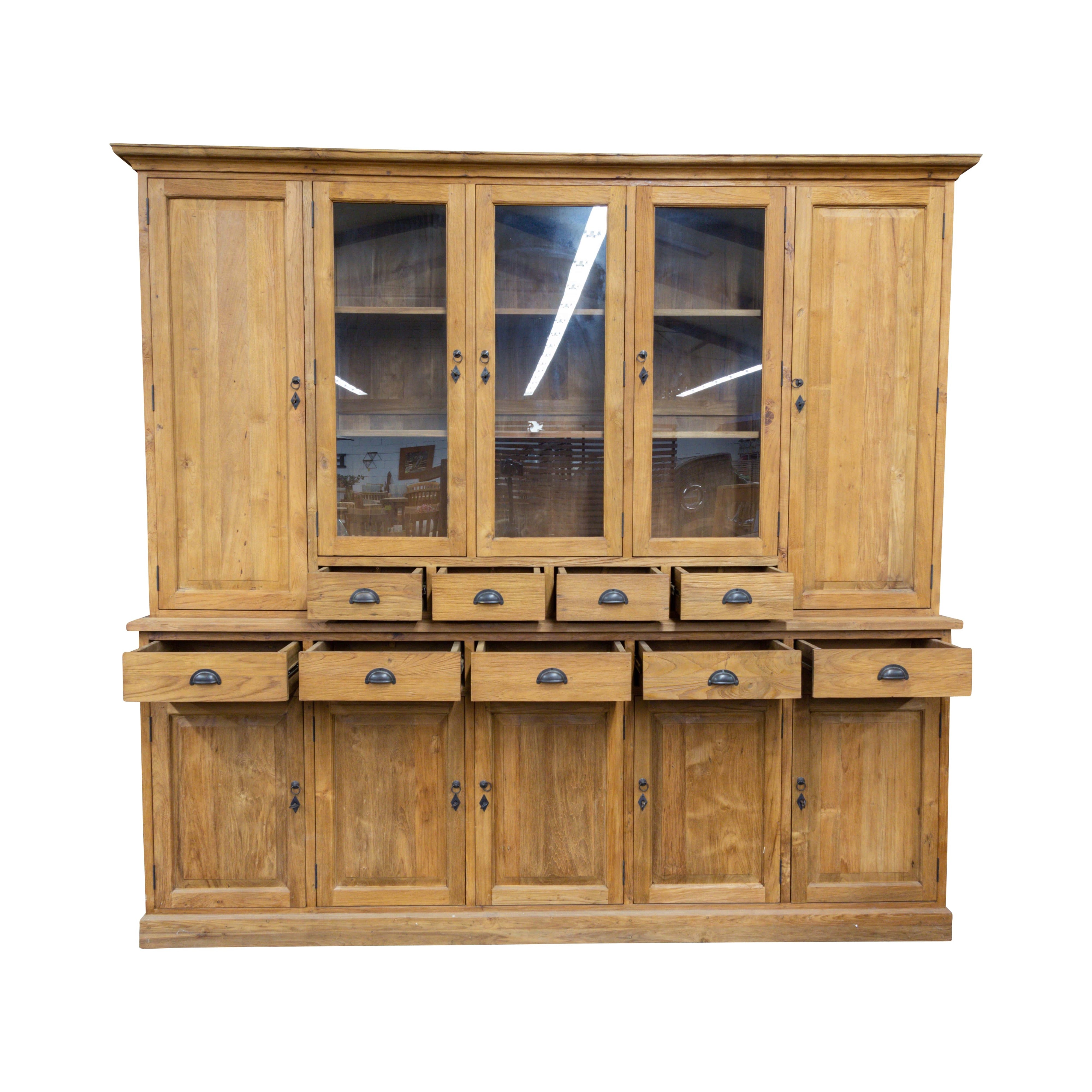 Teakholz Vitrine, 5-türig, recycelt