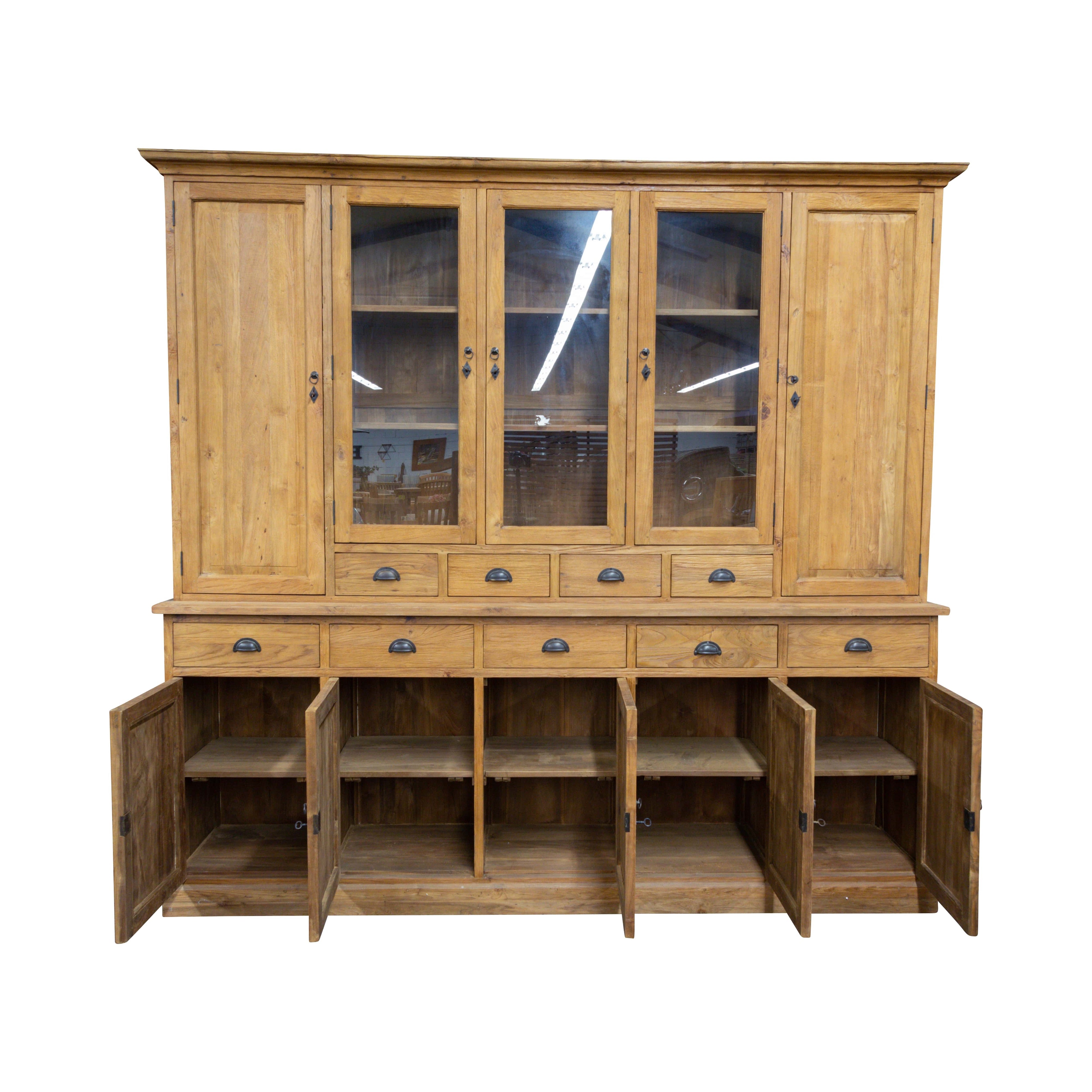 Teakholz Vitrine, 5-türig, recycelt