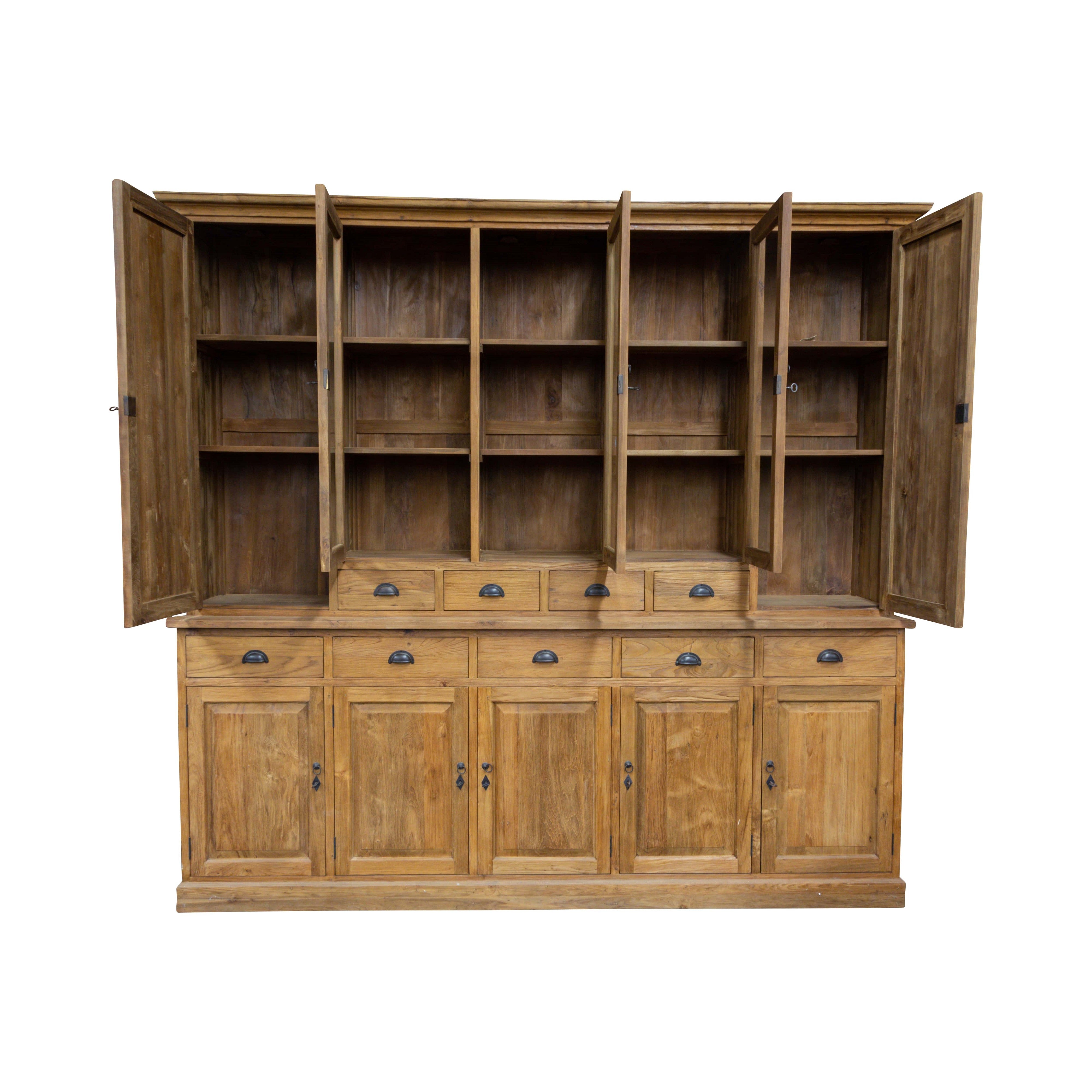 Teakholz Vitrine, 5-türig, recycelt