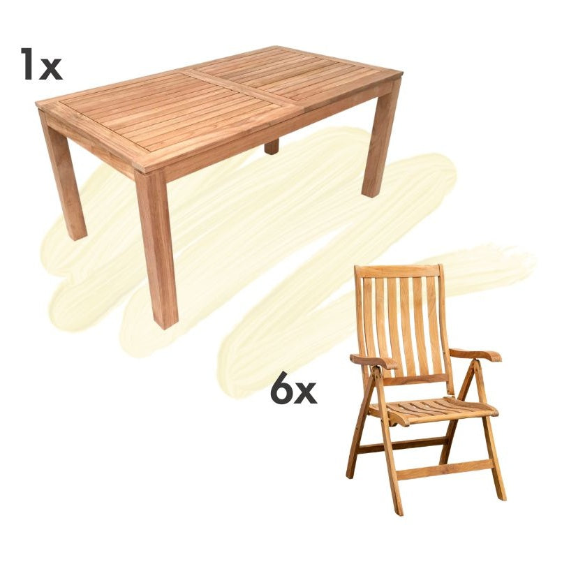 Gartenmöbel Set Minimalistik/Kediri, 7-teilig, für 6 Personen