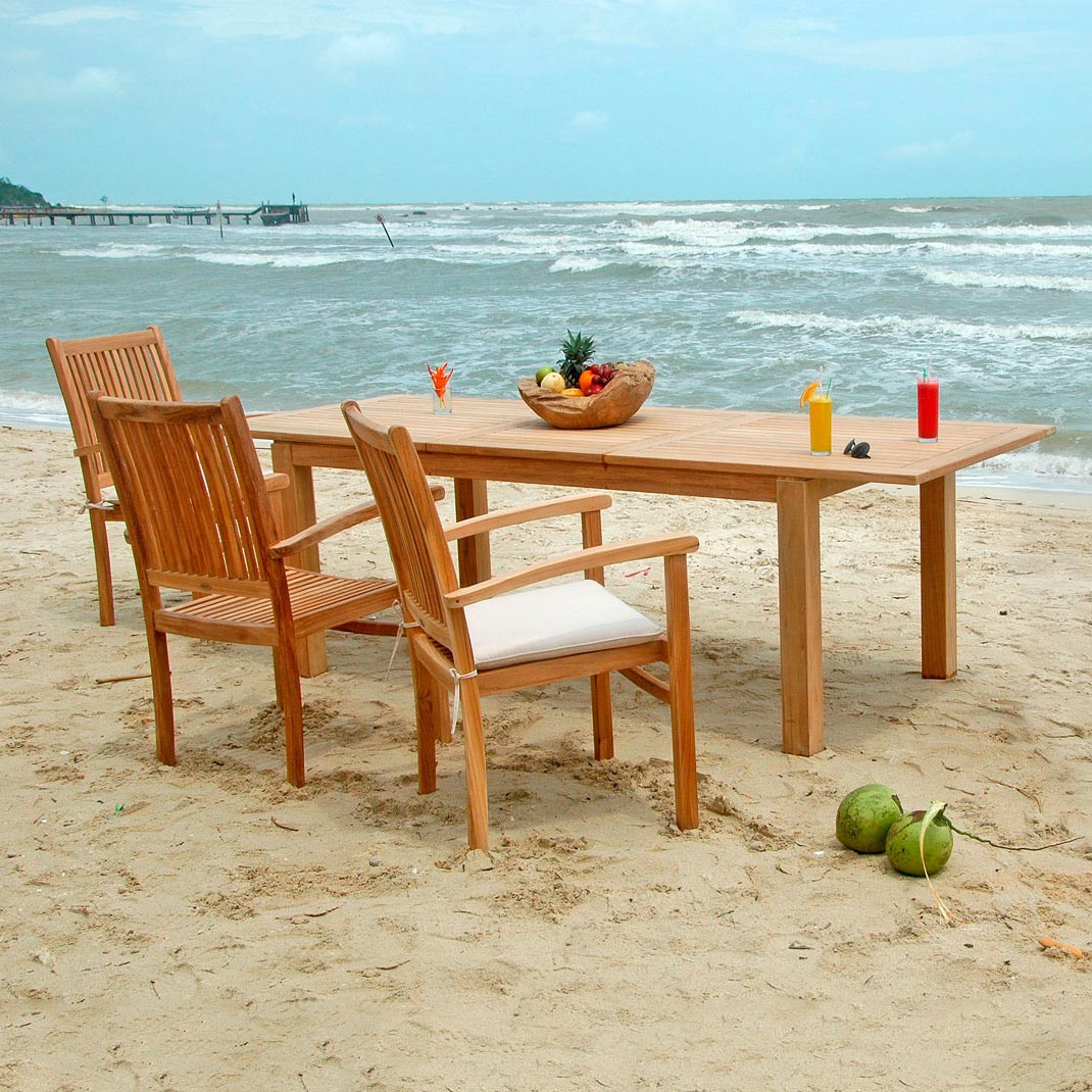 Teak Ausziehtisch Minimalistik, 200/300 x 100 cm