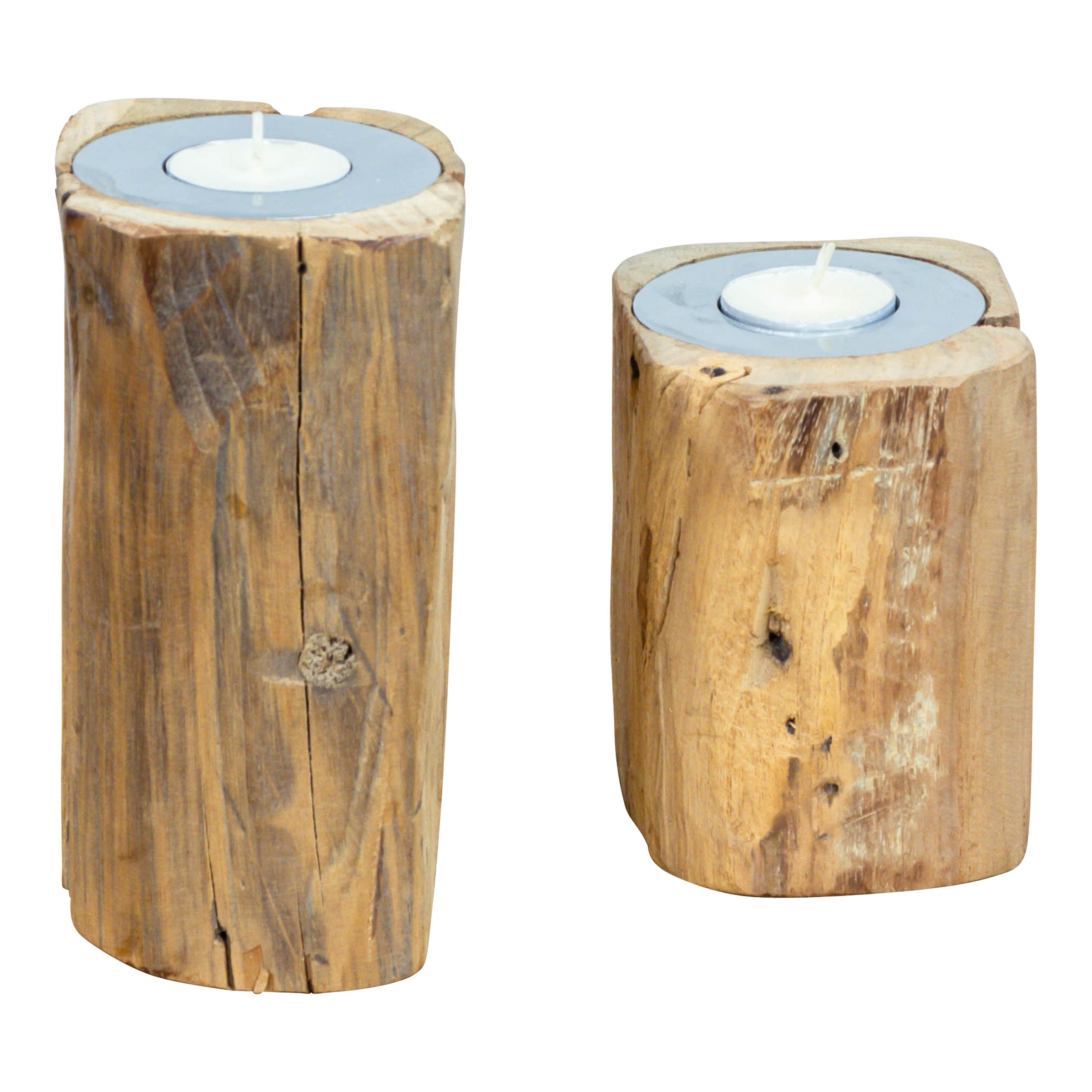 Teelichthalter aus Astholz, 2er Set