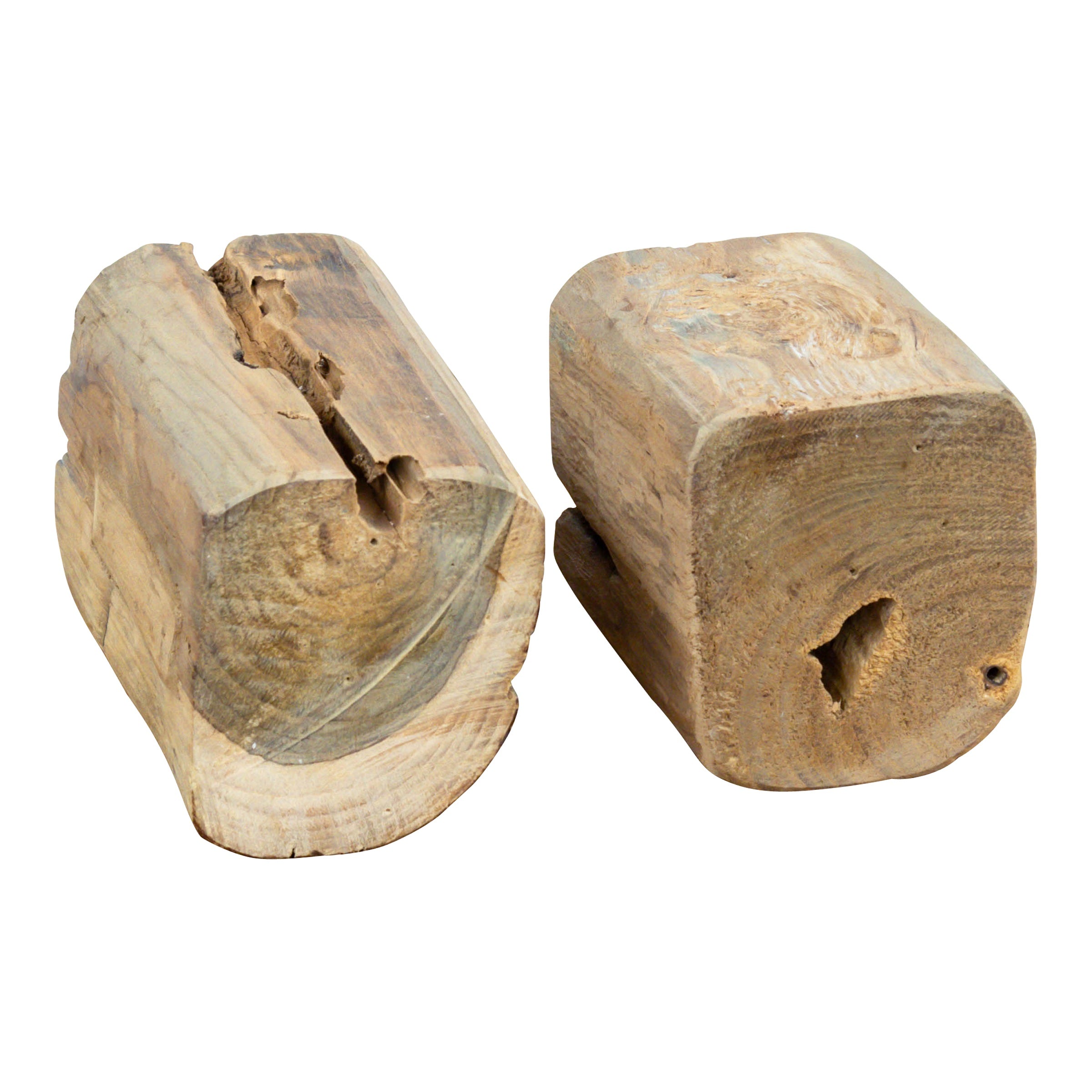 Teelichthalter aus Astholz, 2er Set