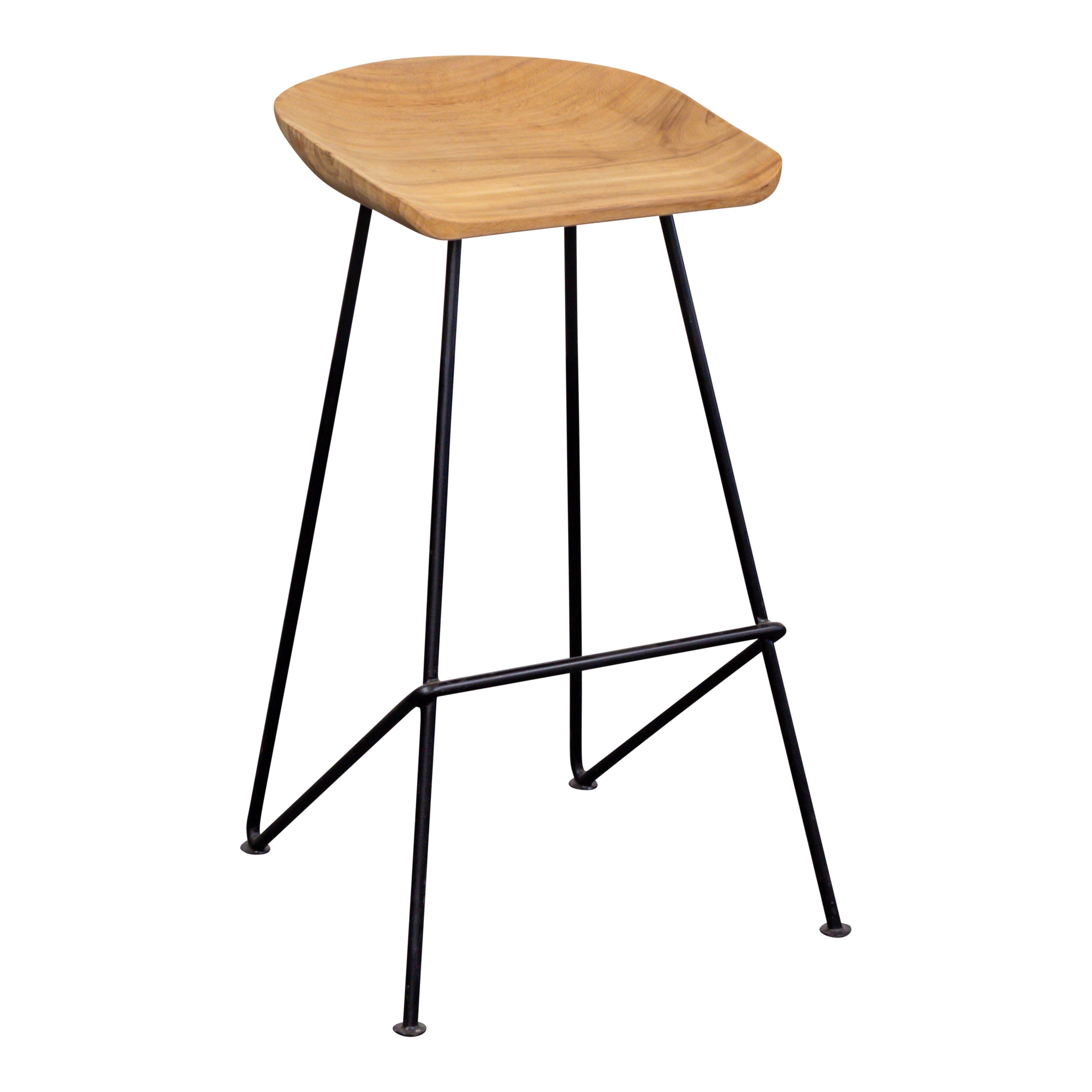 Barhocker mit Metallbeinen, halbrund